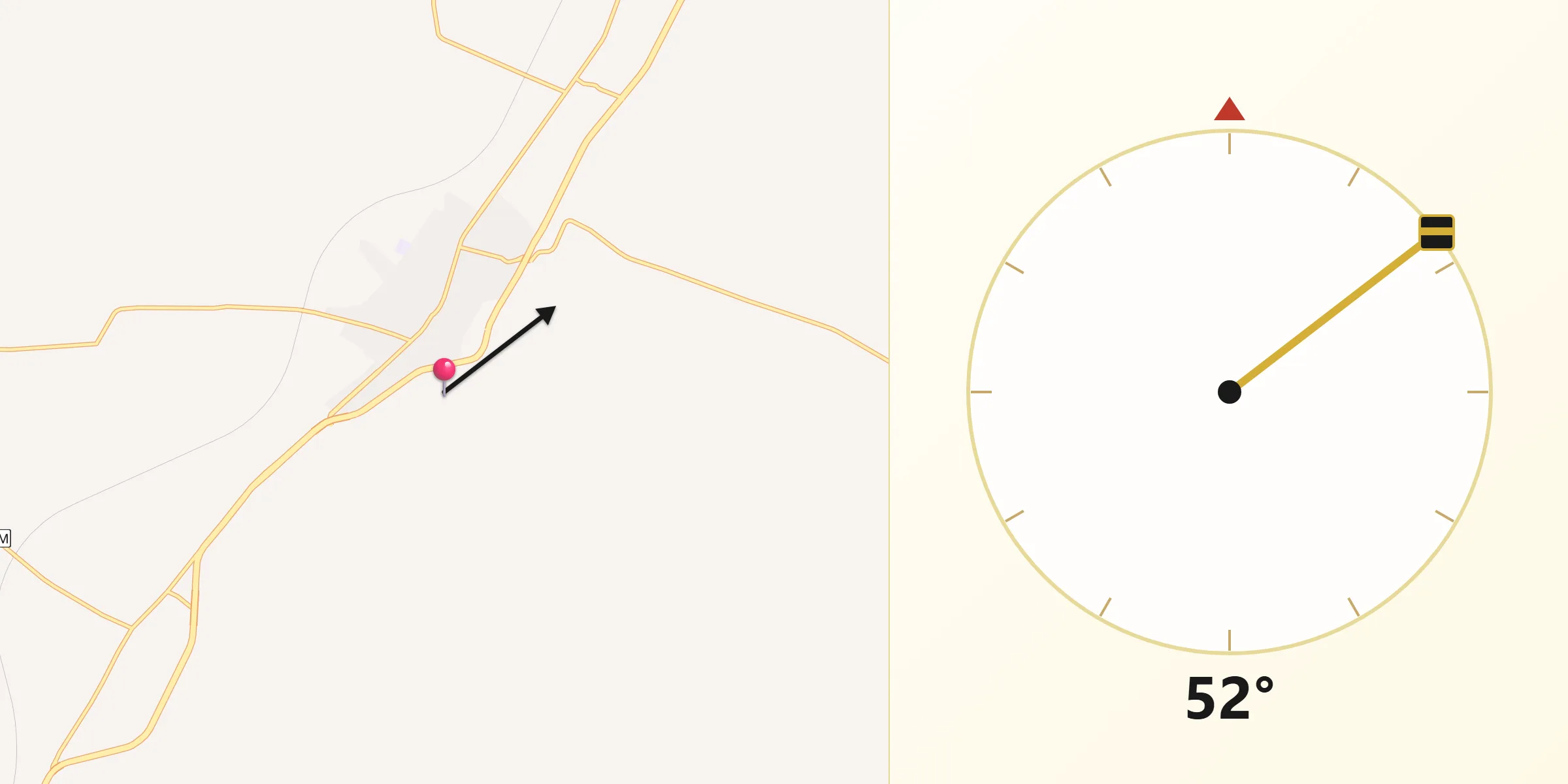 Dirección de la Qibla desde Hecelchakán