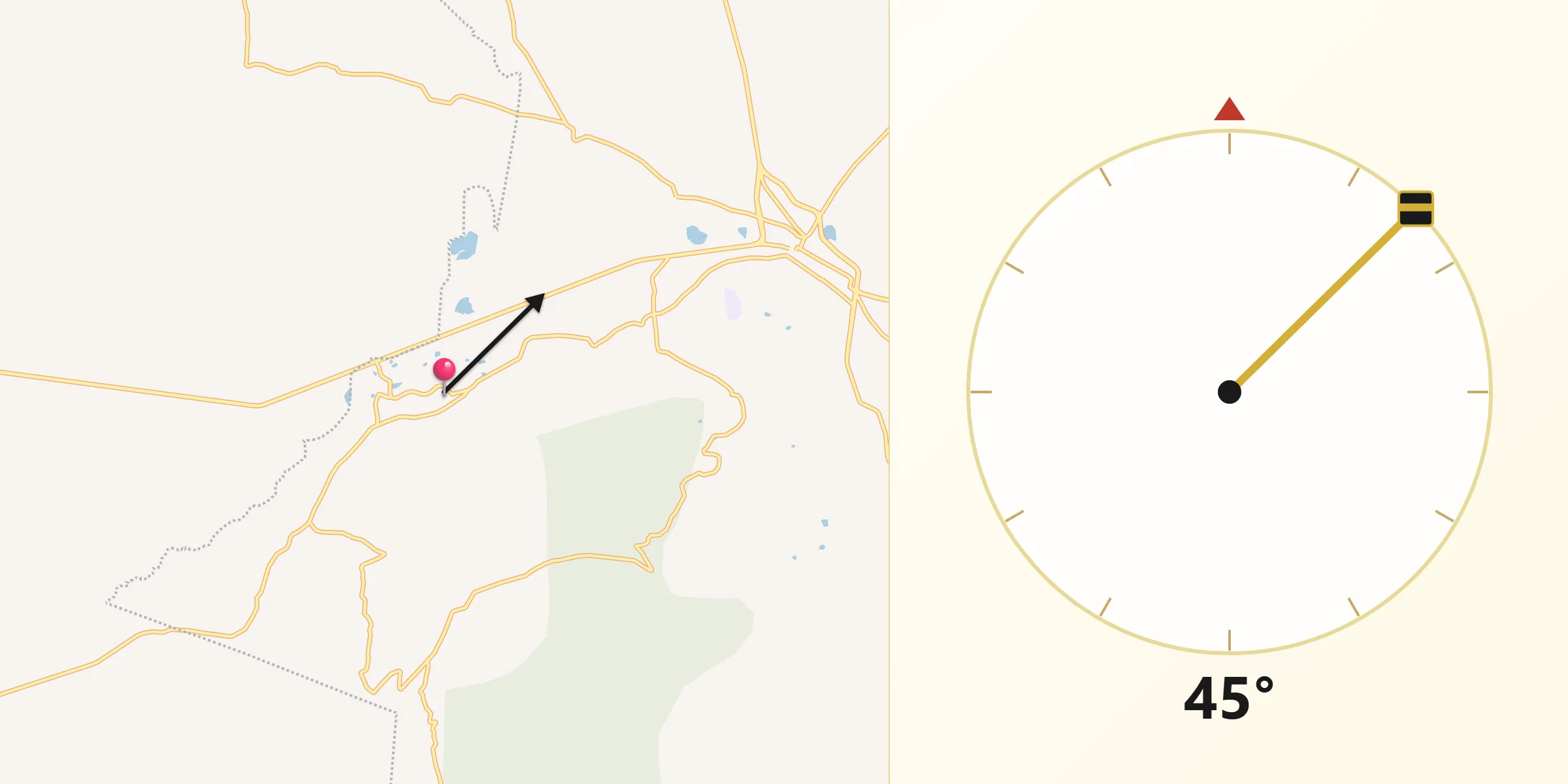 Dirección de la Qibla desde La Soledad