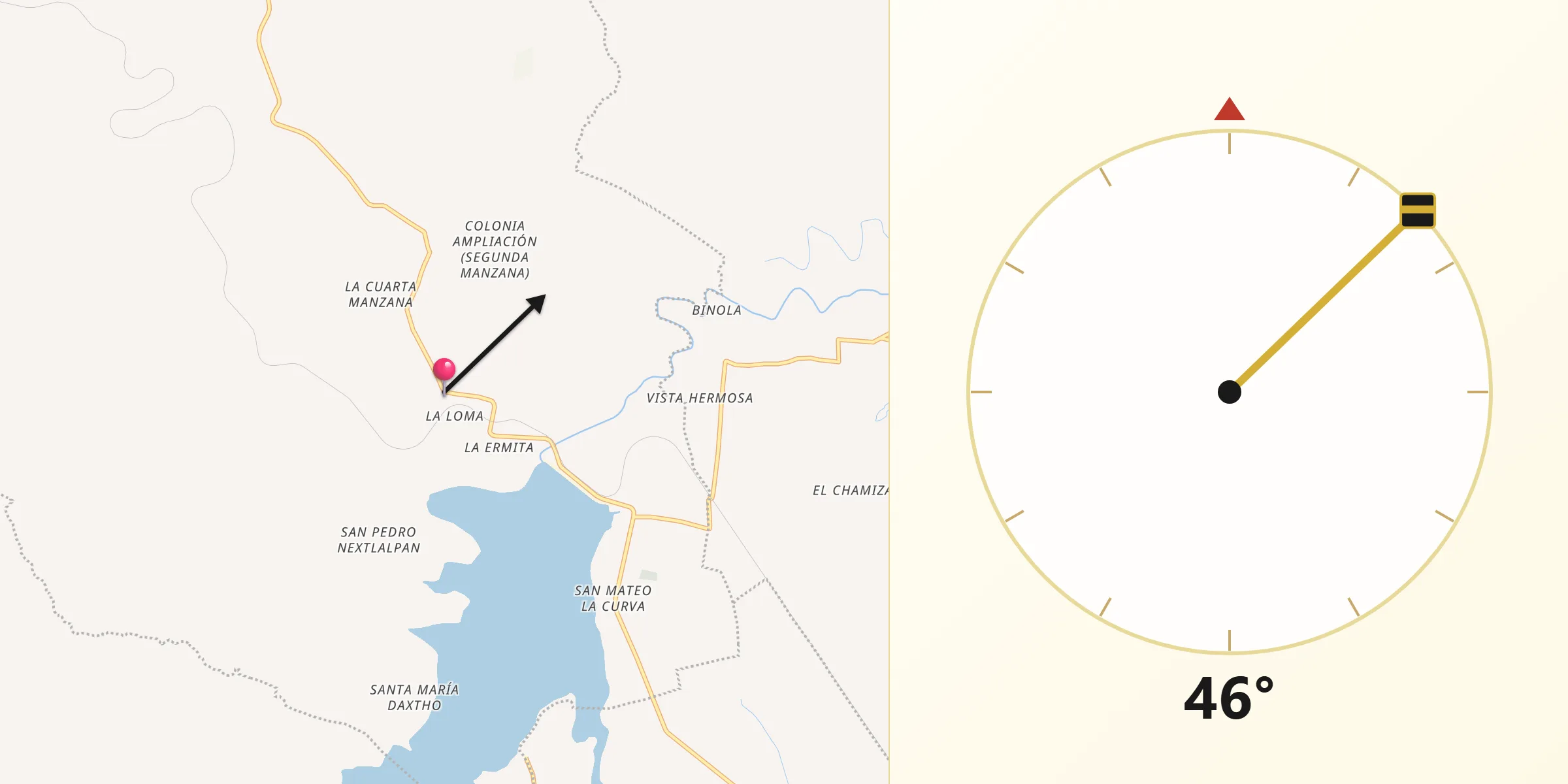Dirección de la Qibla desde La Loma