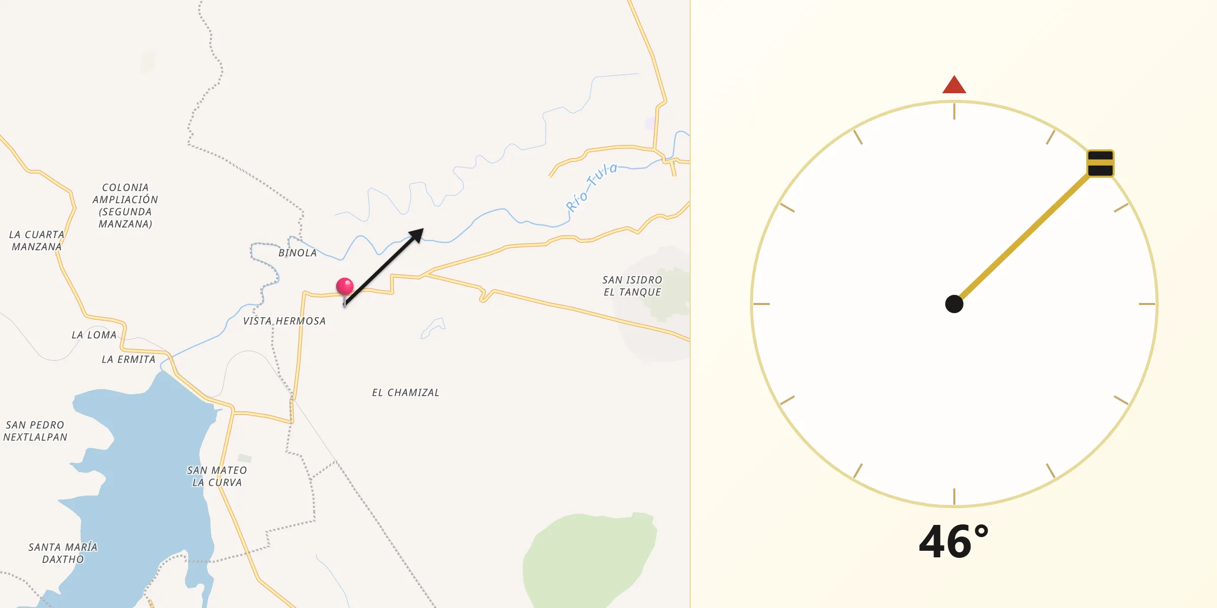 Dirección de la Qibla desde San Gabriel