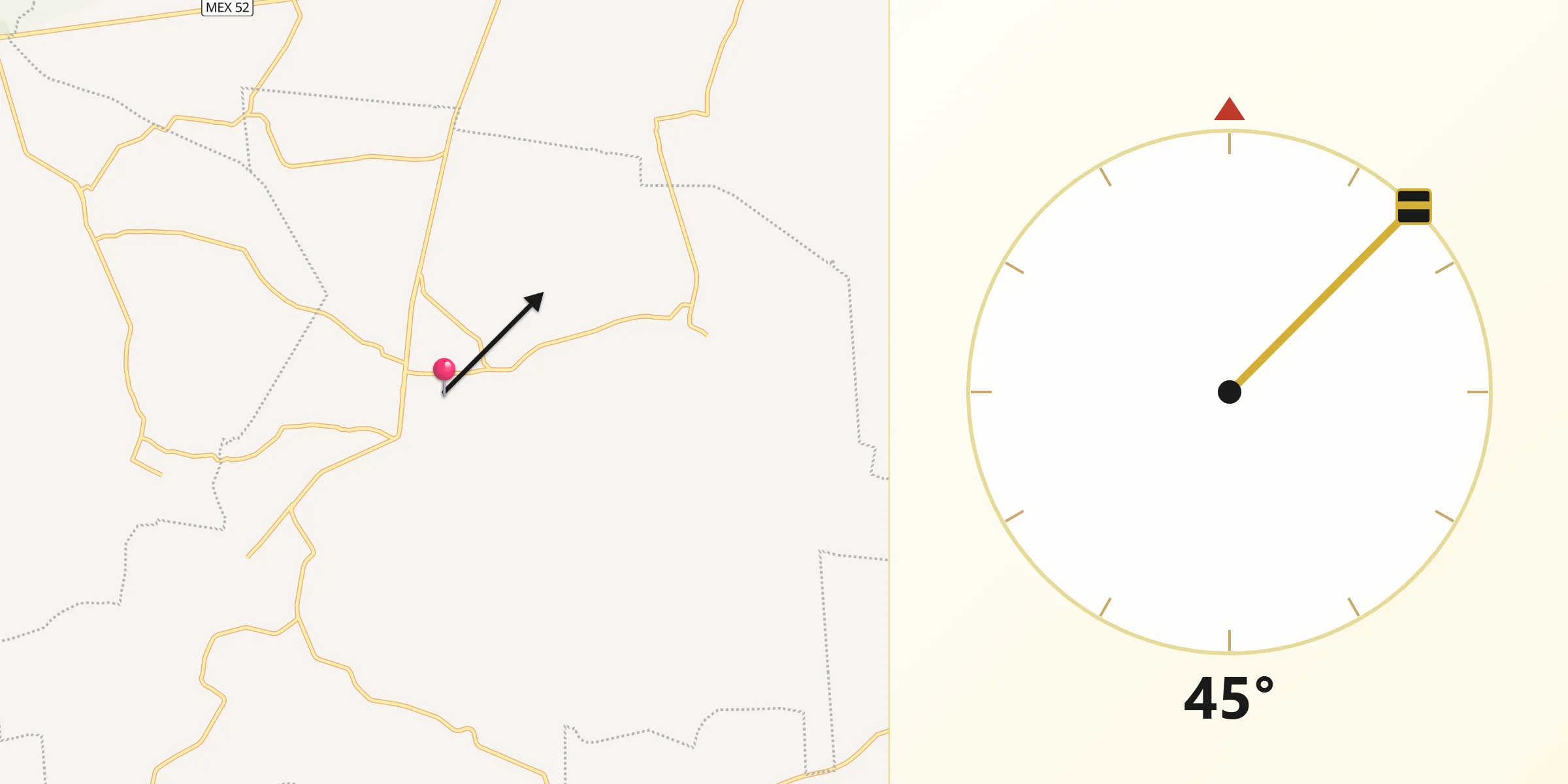 Dirección de la Qibla desde Santiago Maravatío