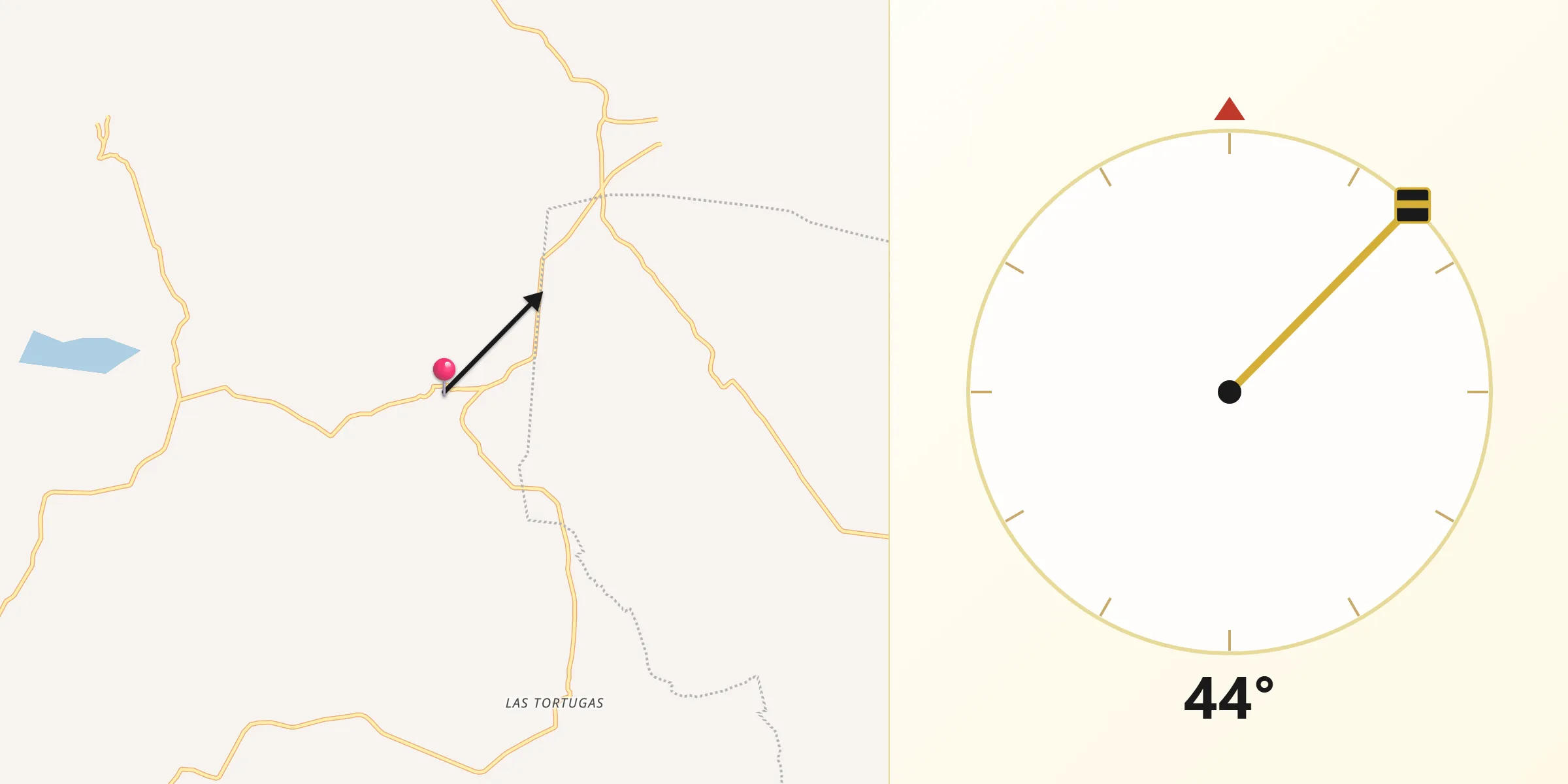 Dirección de la Qibla desde Santa Clara