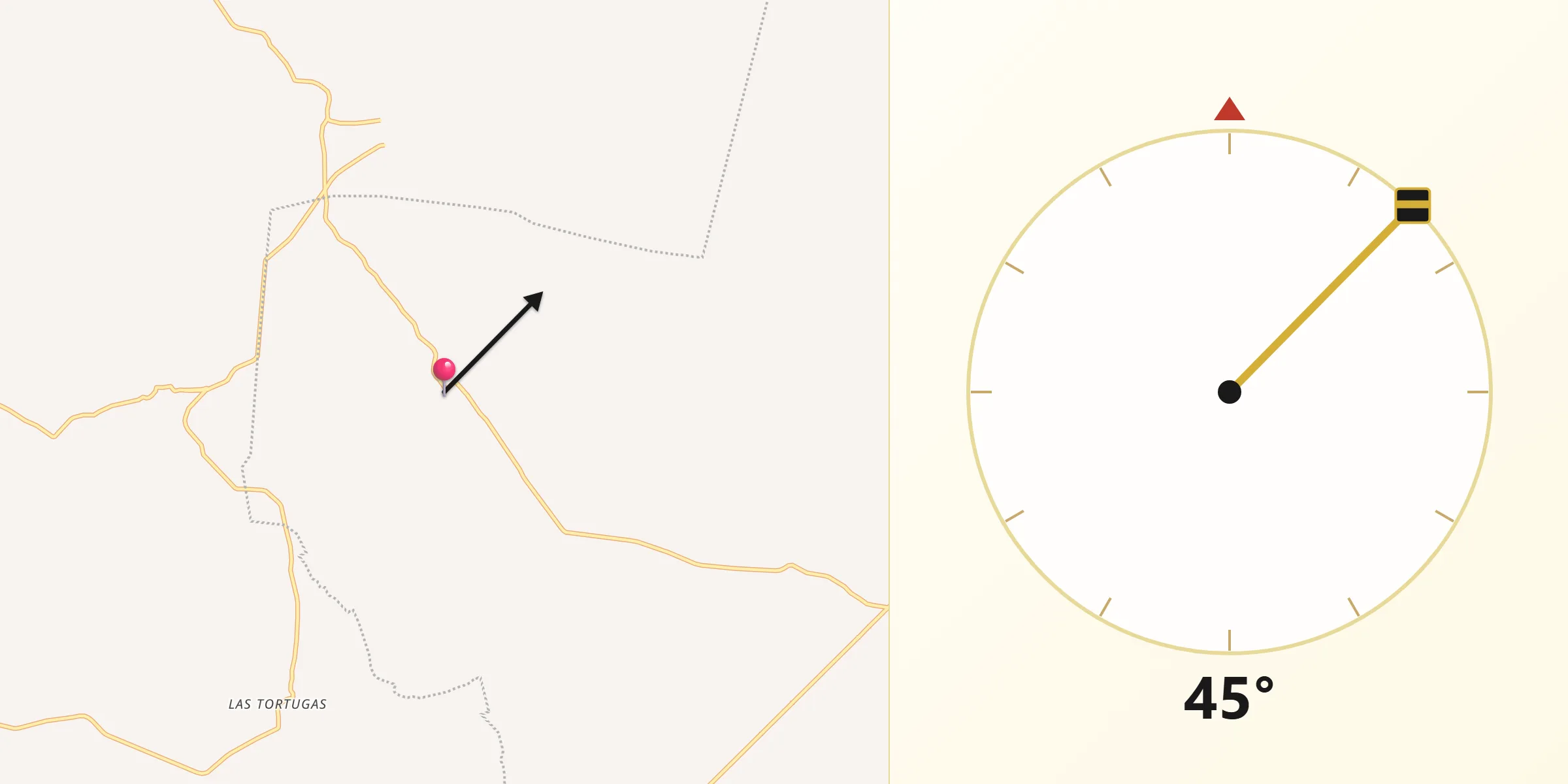 Dirección de la Qibla desde Tejocote de Calera