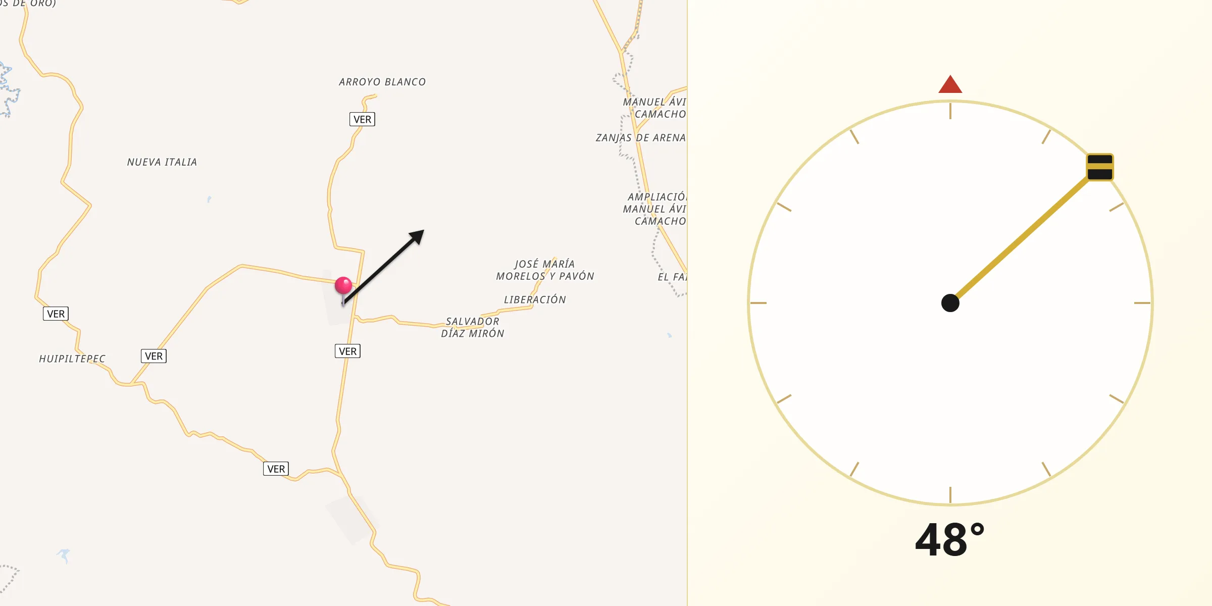 Dirección de la Qibla desde La Palma