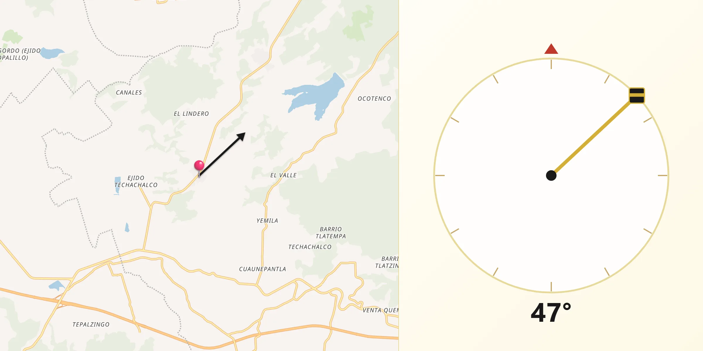 Dirección de la Qibla desde San Mateo