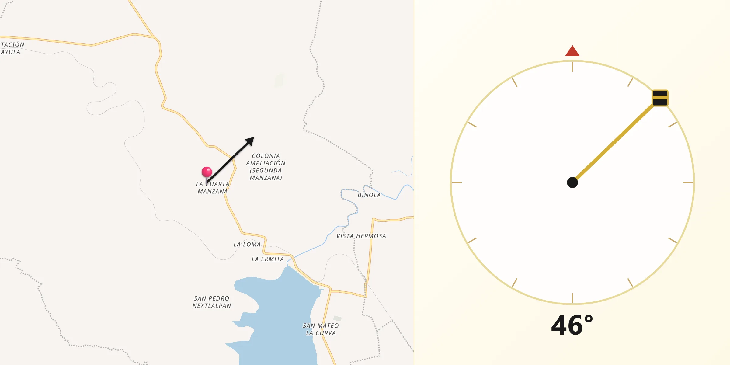 Dirección de la Qibla desde Tepetitlán
