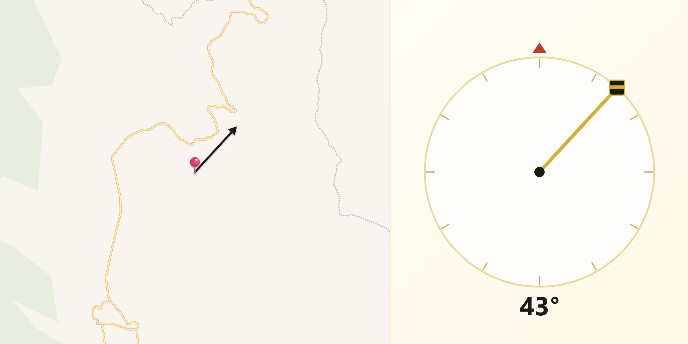 Dirección de la Qibla desde Brizuela