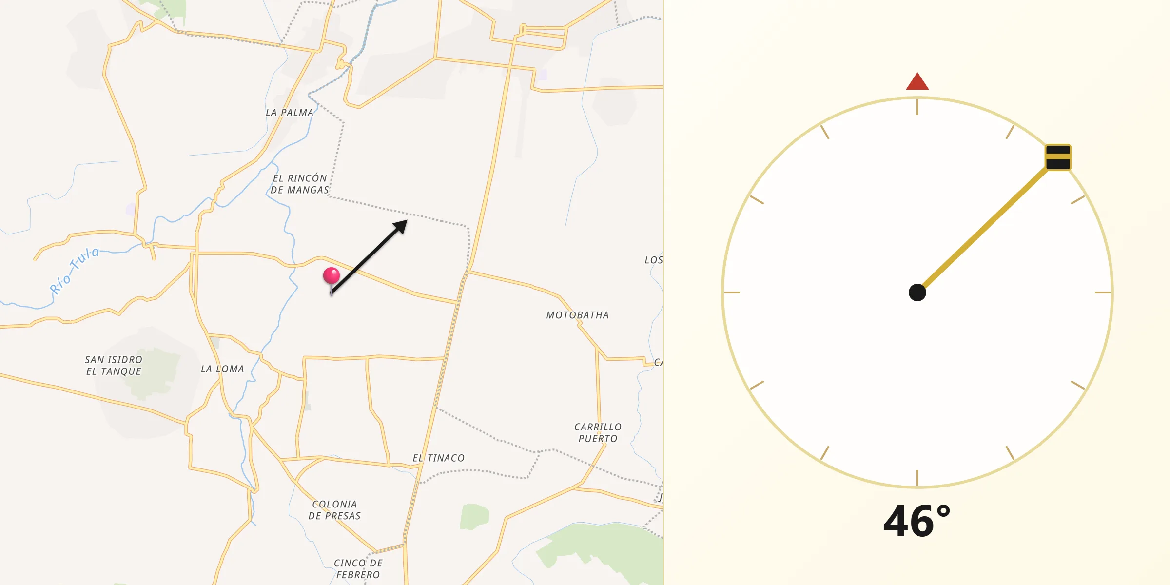 Dirección de la Qibla desde Mangas