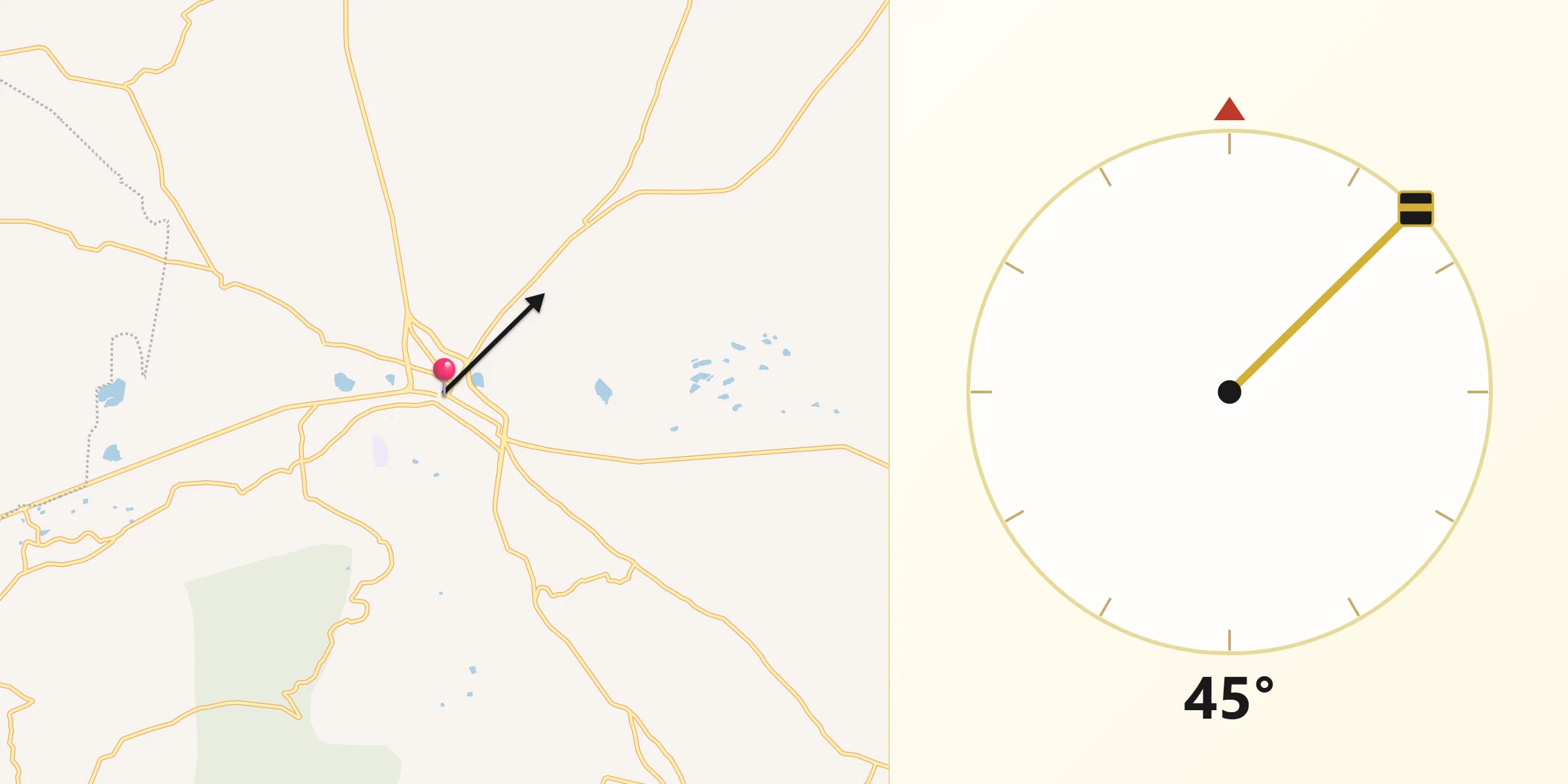 Dirección de la Qibla desde Amealco