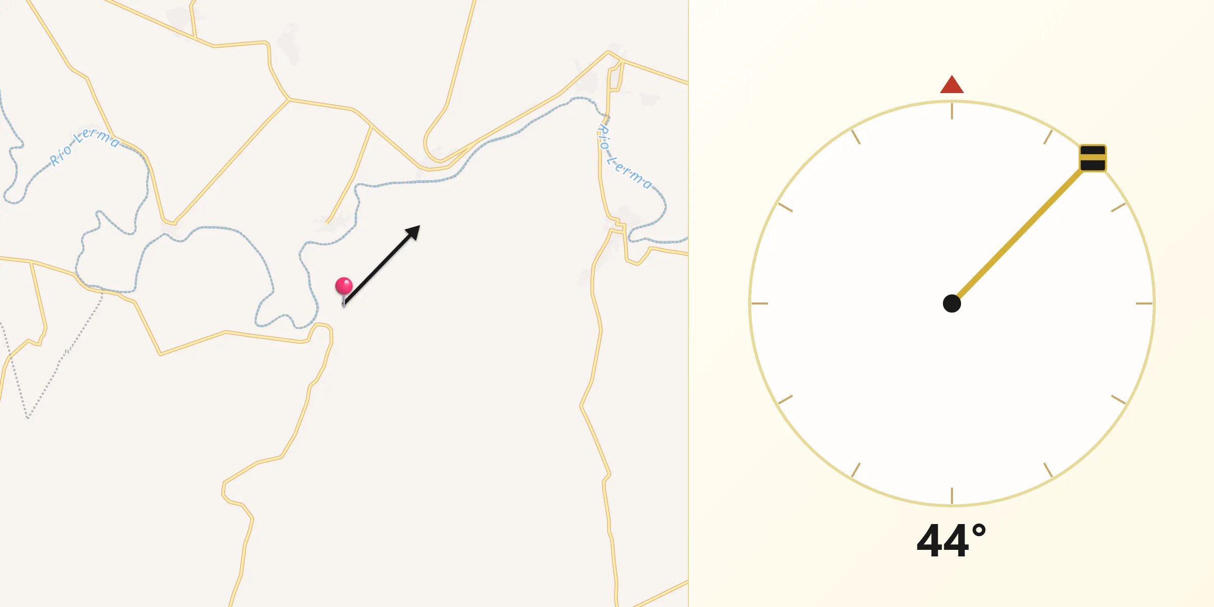 Dirección de la Qibla desde Guándaro