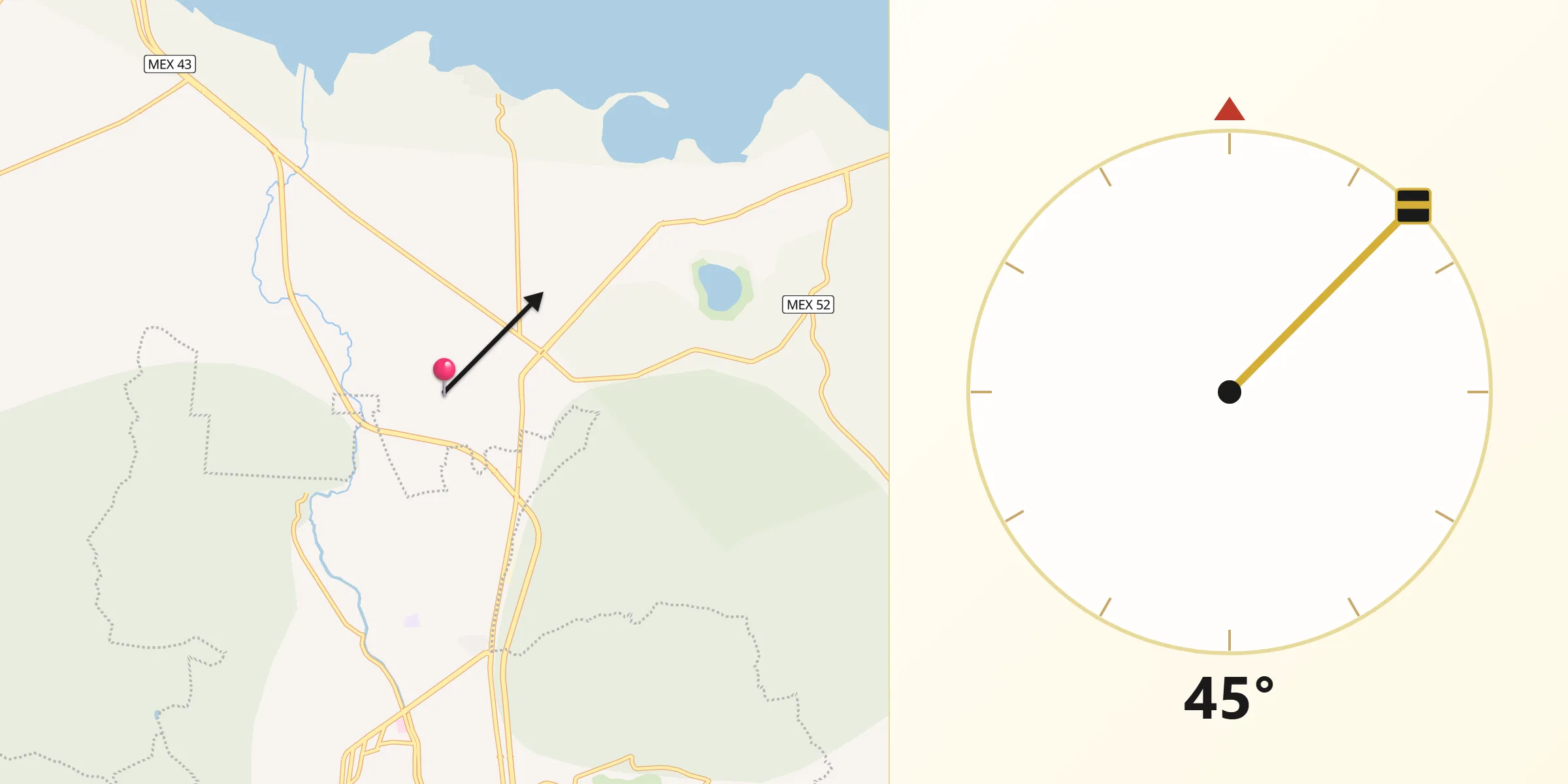 Dirección de la Qibla desde Parangarico