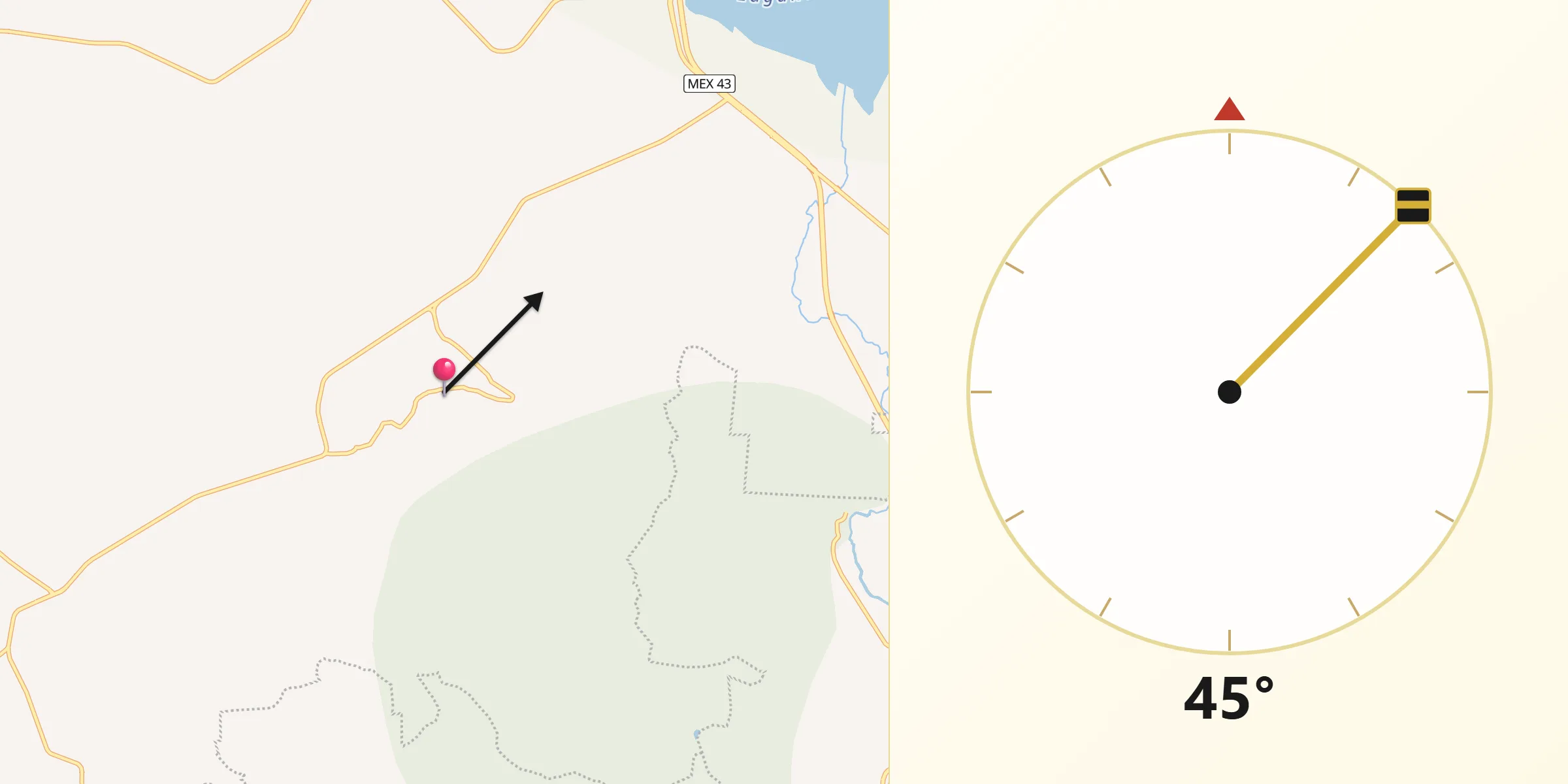 Dirección de la Qibla desde San Andrés Enguaro