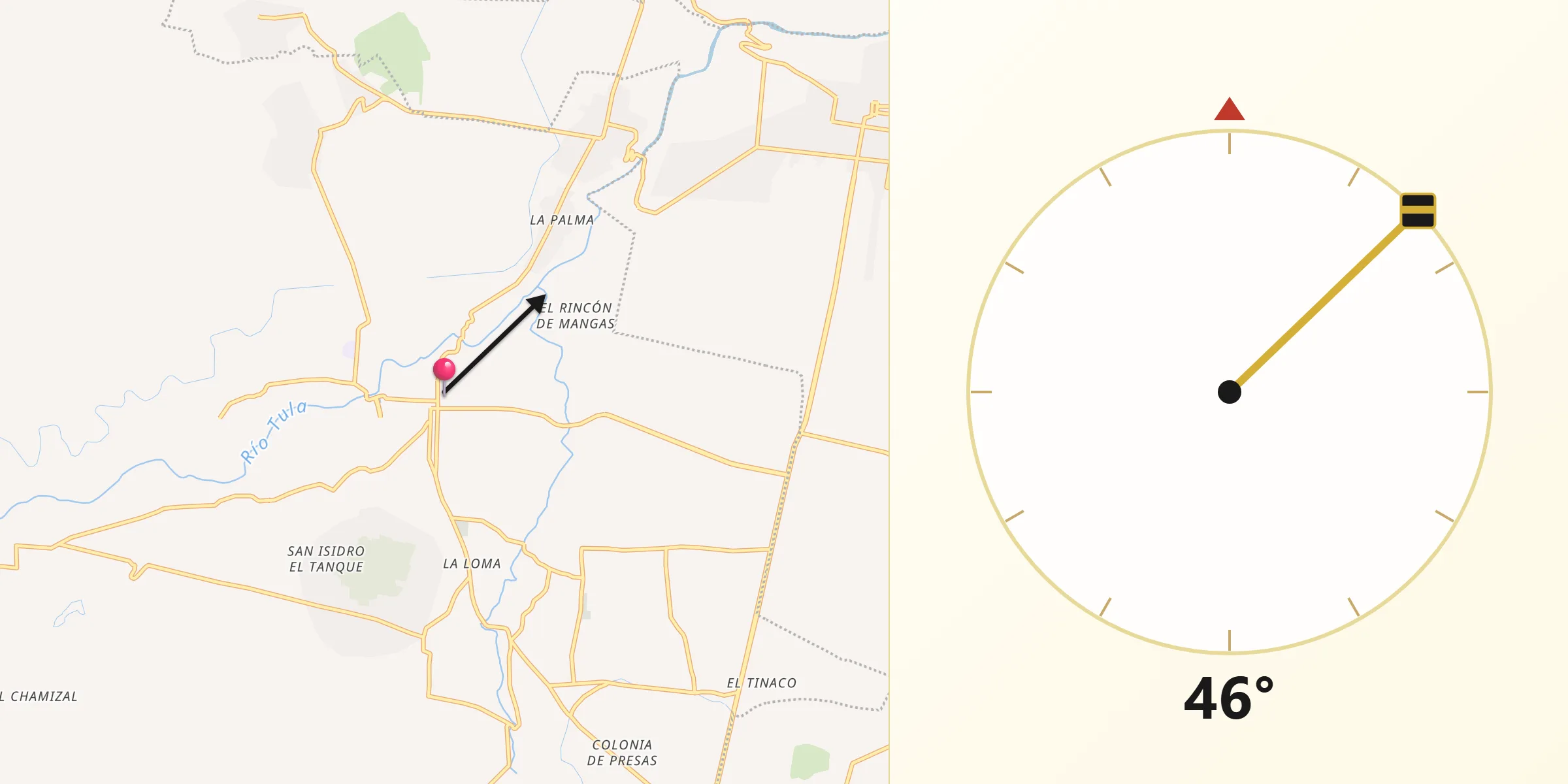 Dirección de la Qibla desde Panuaya