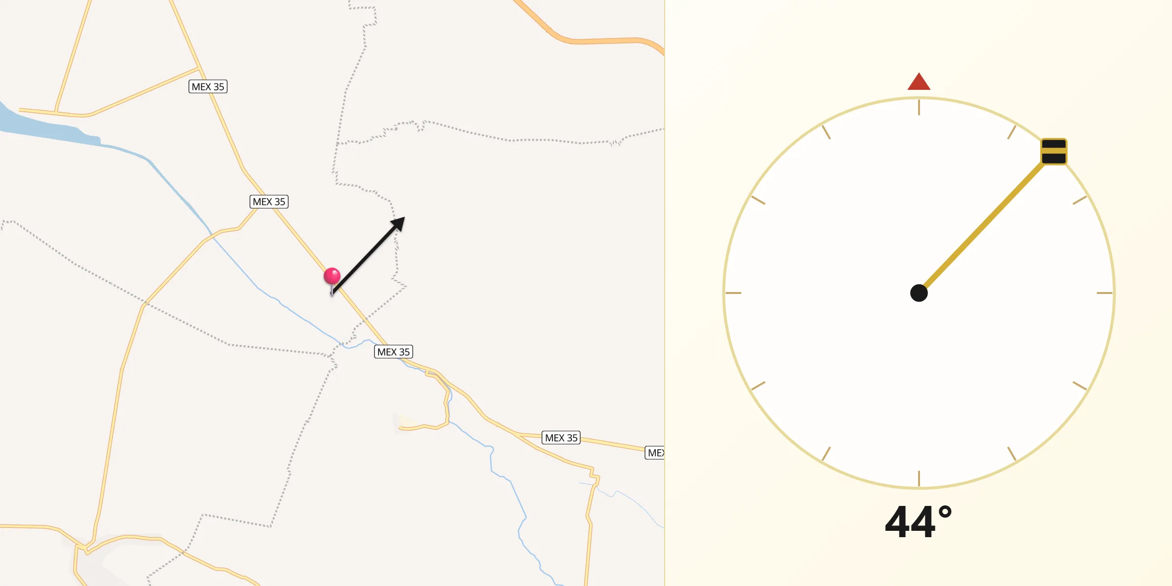 Dirección de la Qibla desde La Angostura