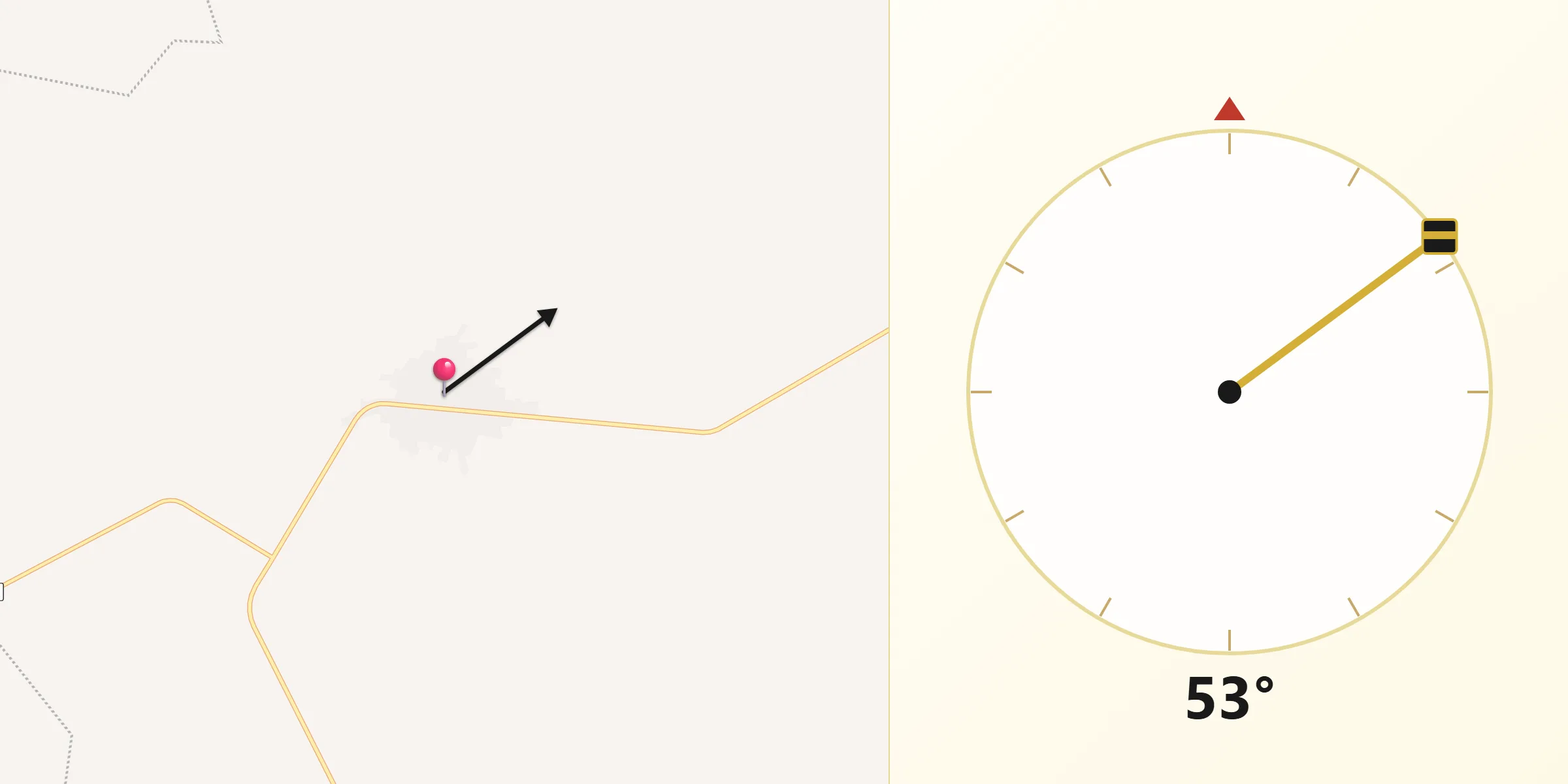 Dirección de la Qibla desde Tihosuco