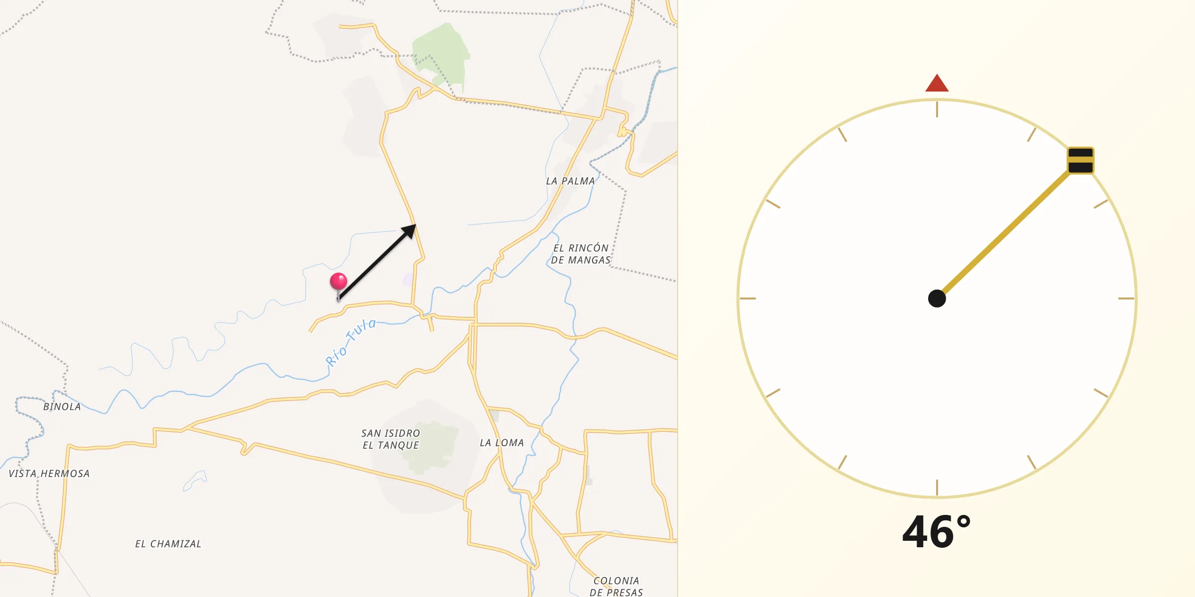 Dirección de la Qibla desde Santiago Acayutlán