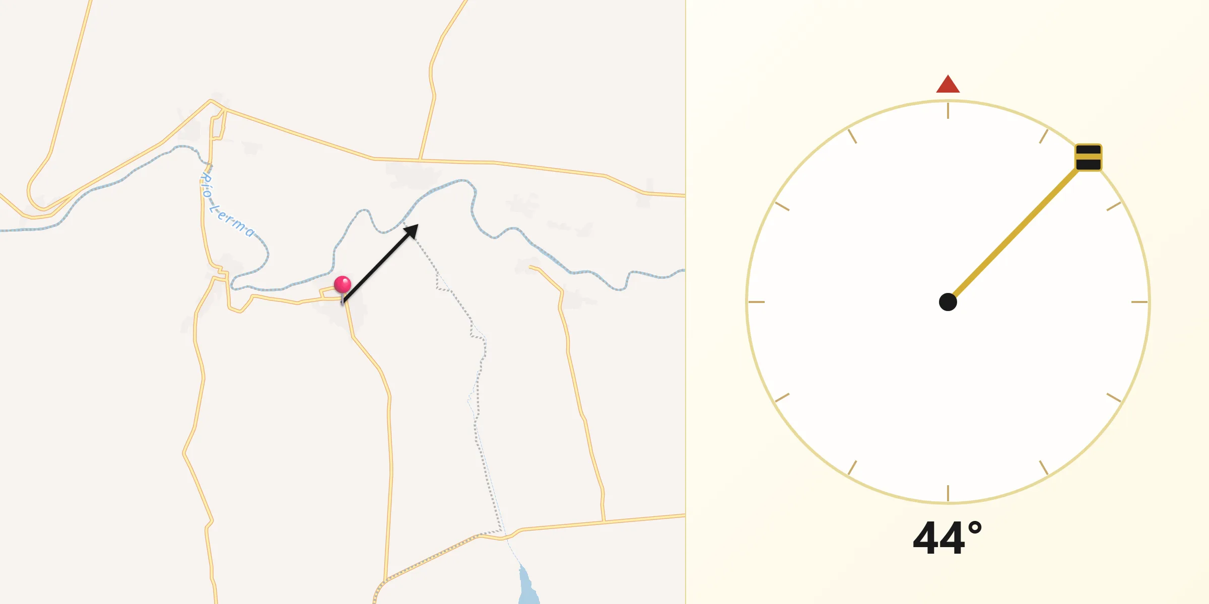 Dirección de la Qibla desde Ansihuacuaro