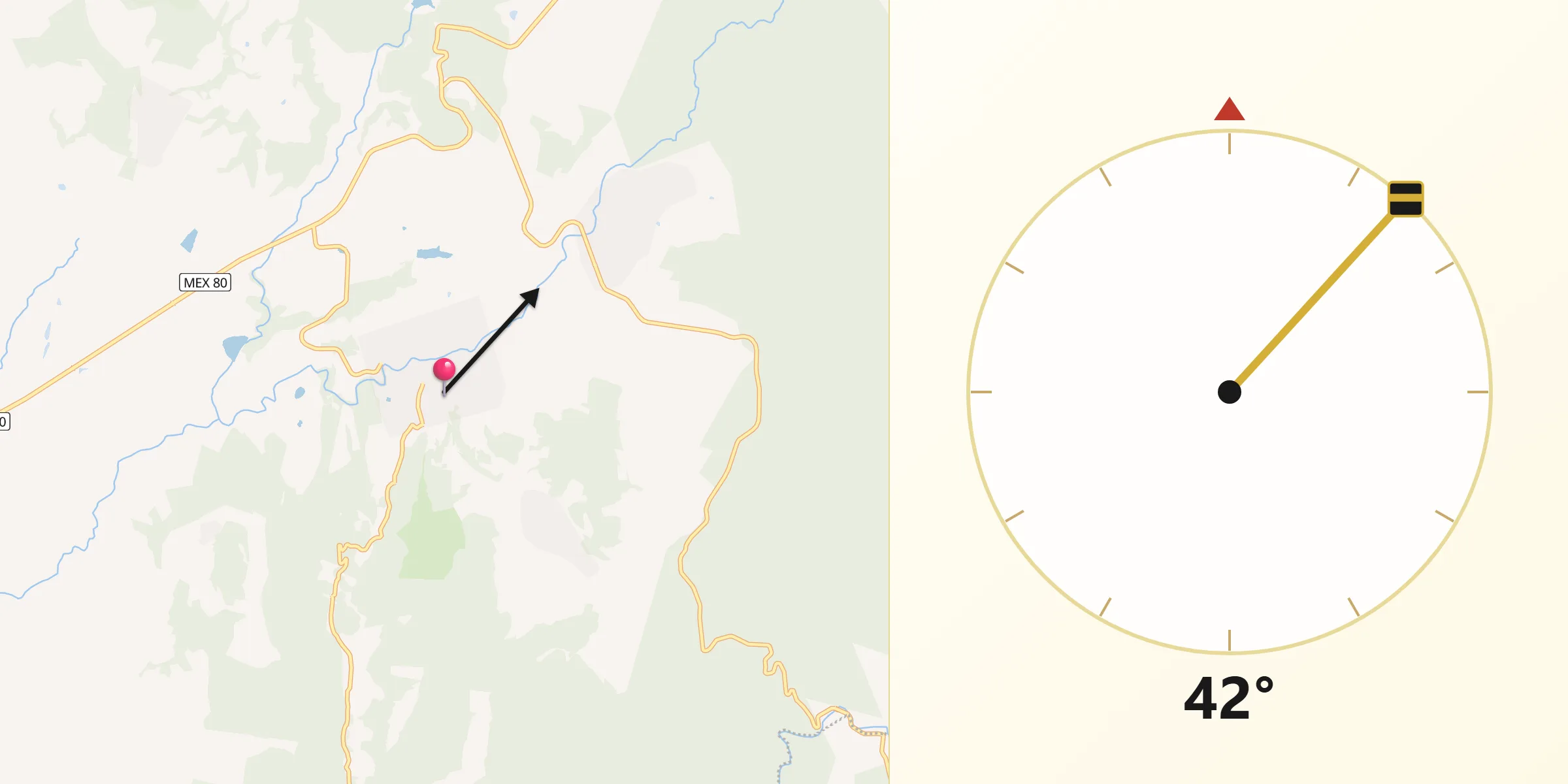 Dirección de la Qibla desde Tamazulita Jalisco