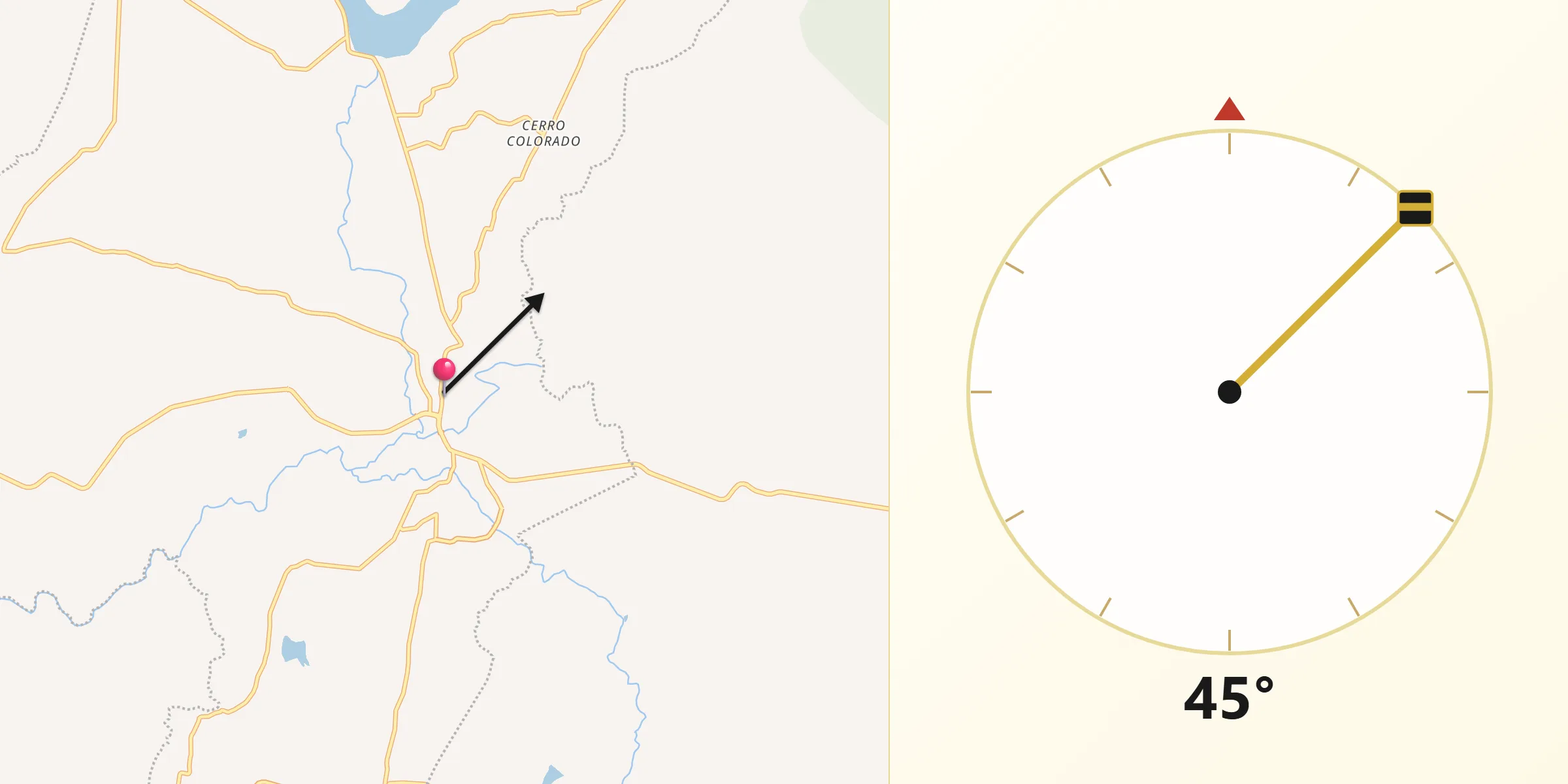 Dirección de la Qibla desde Coroneo