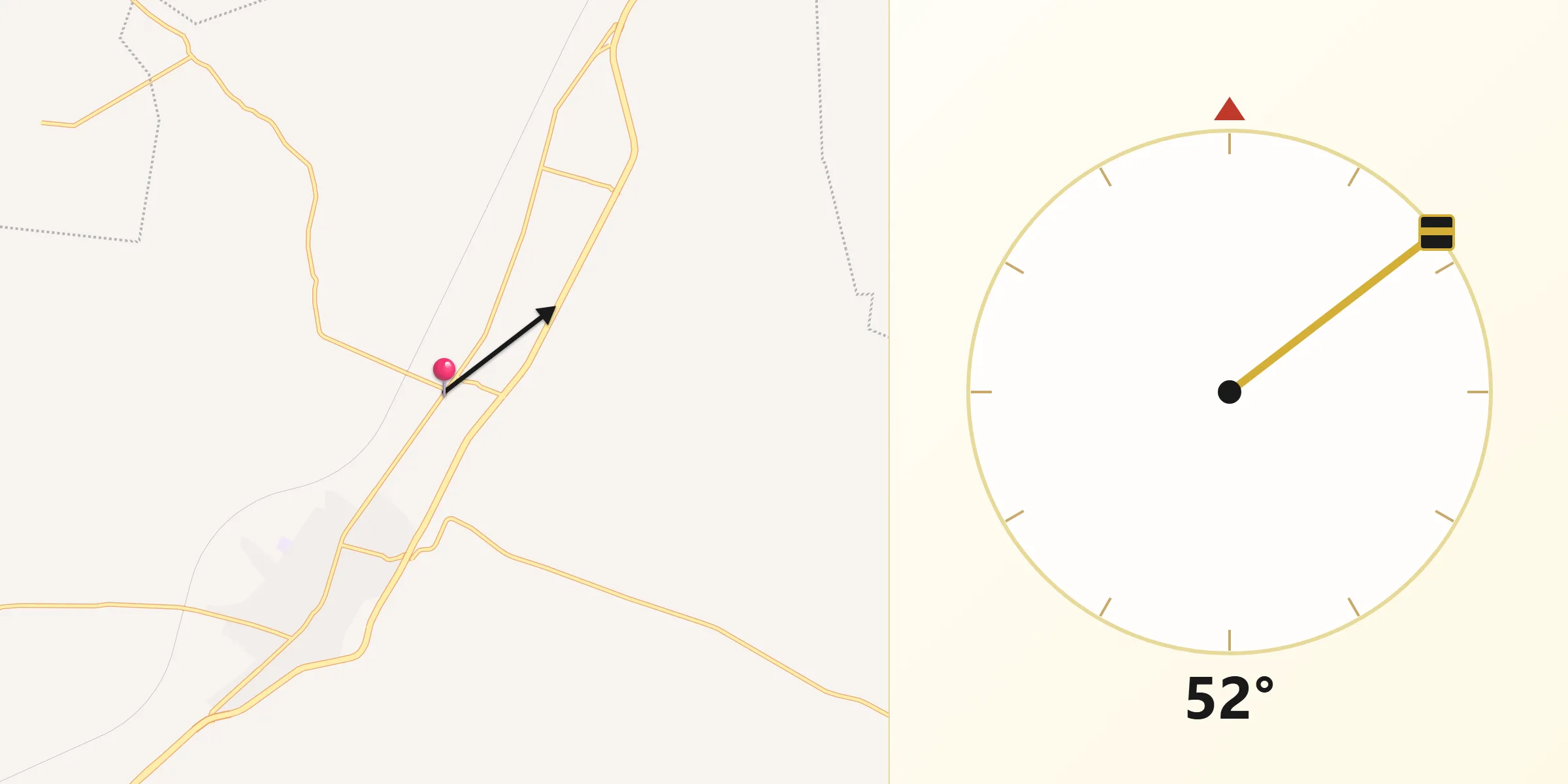 Dirección de la Qibla desde Santa Cruz