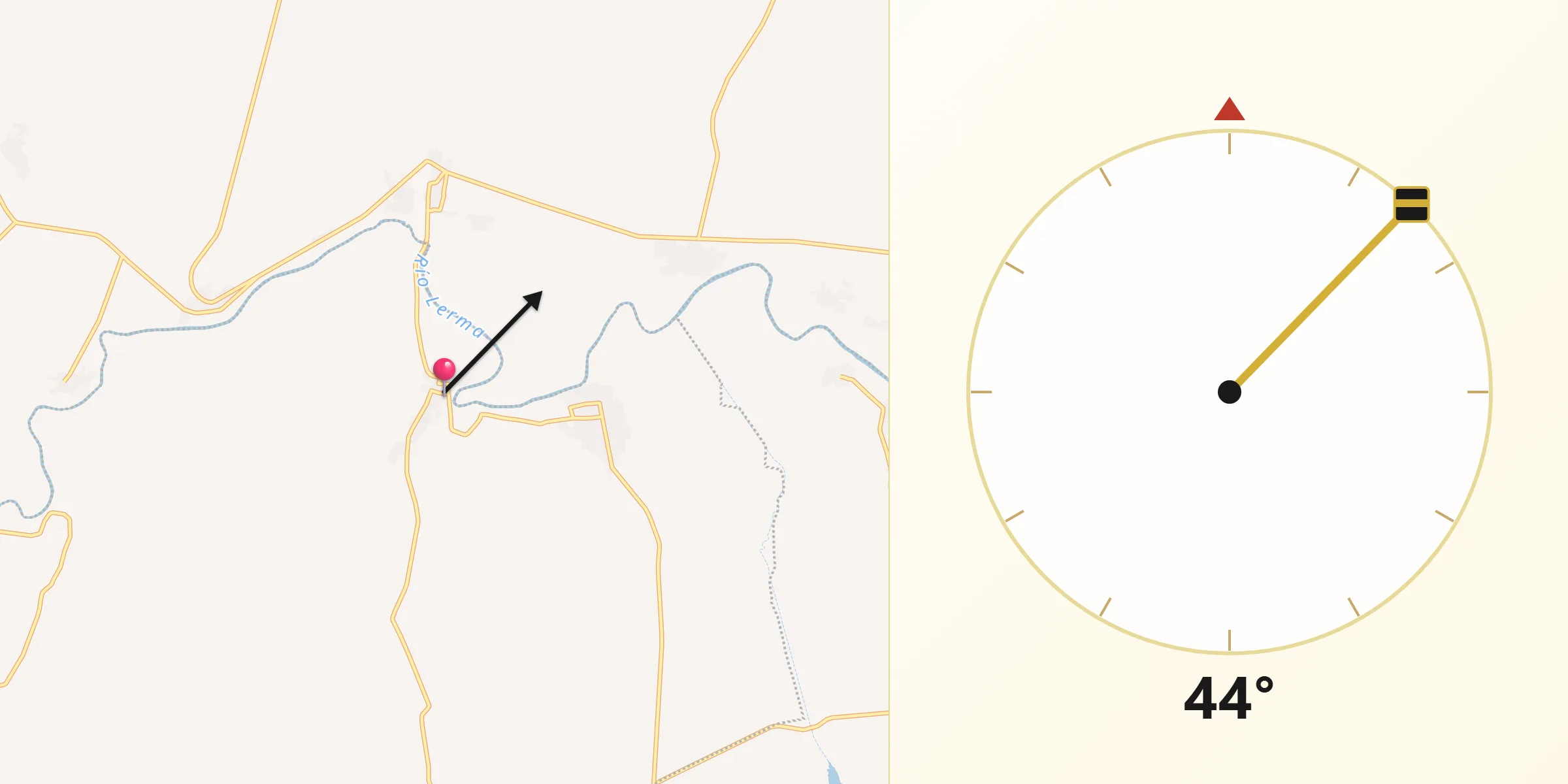 Dirección de la Qibla desde Santa Fe del Río