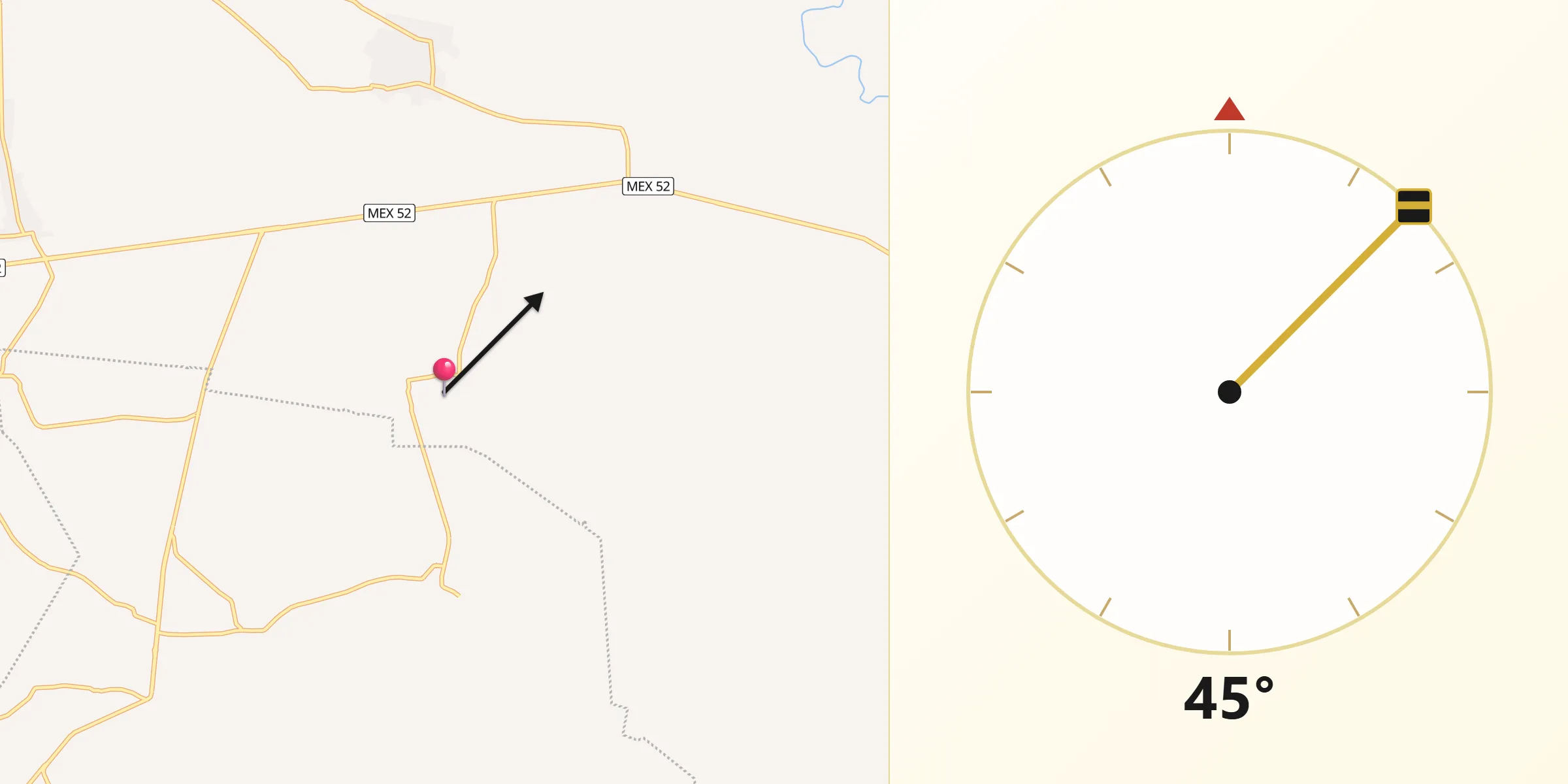 Dirección de la Qibla desde Maravatío del Encinal