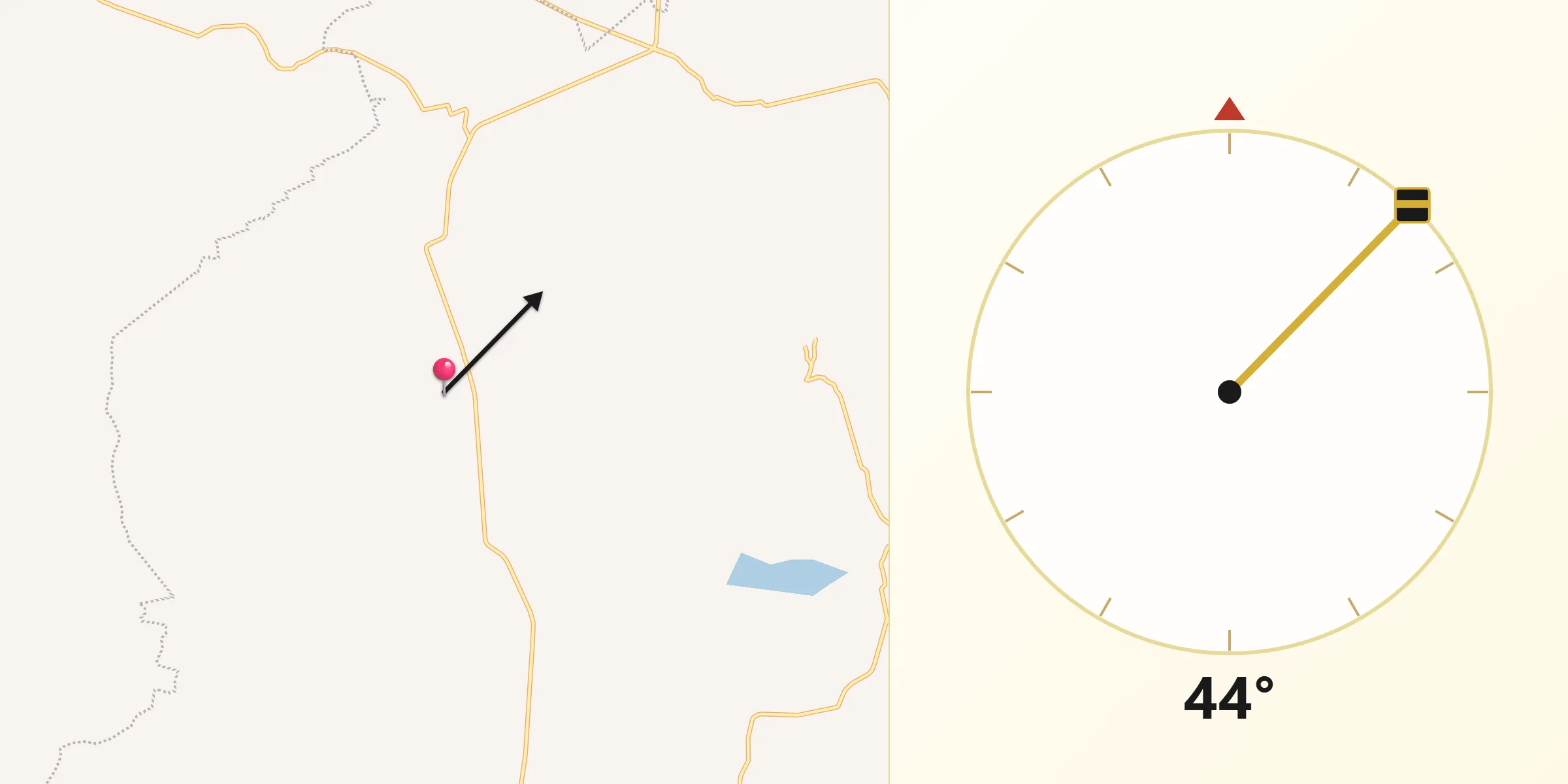 Dirección de la Qibla desde Janambo