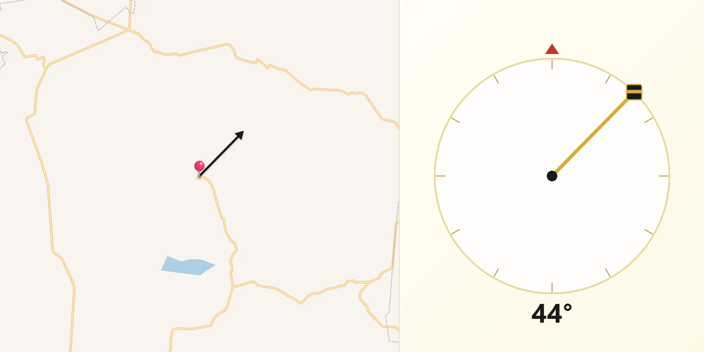 Dirección de la Qibla desde Las Ranas