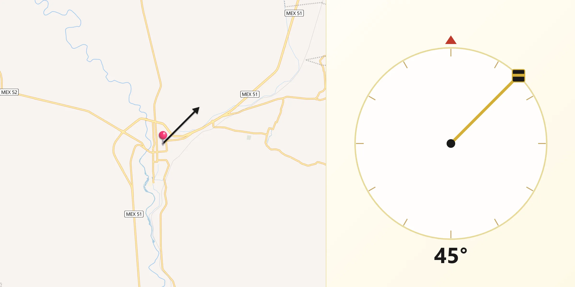 Dirección de la Qibla desde Salvatierra