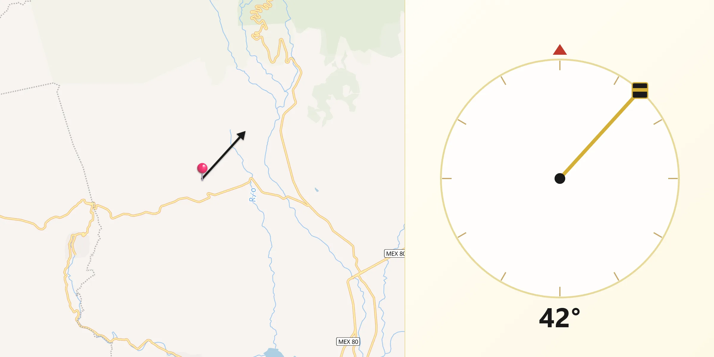 Dirección de la Qibla desde Atengo