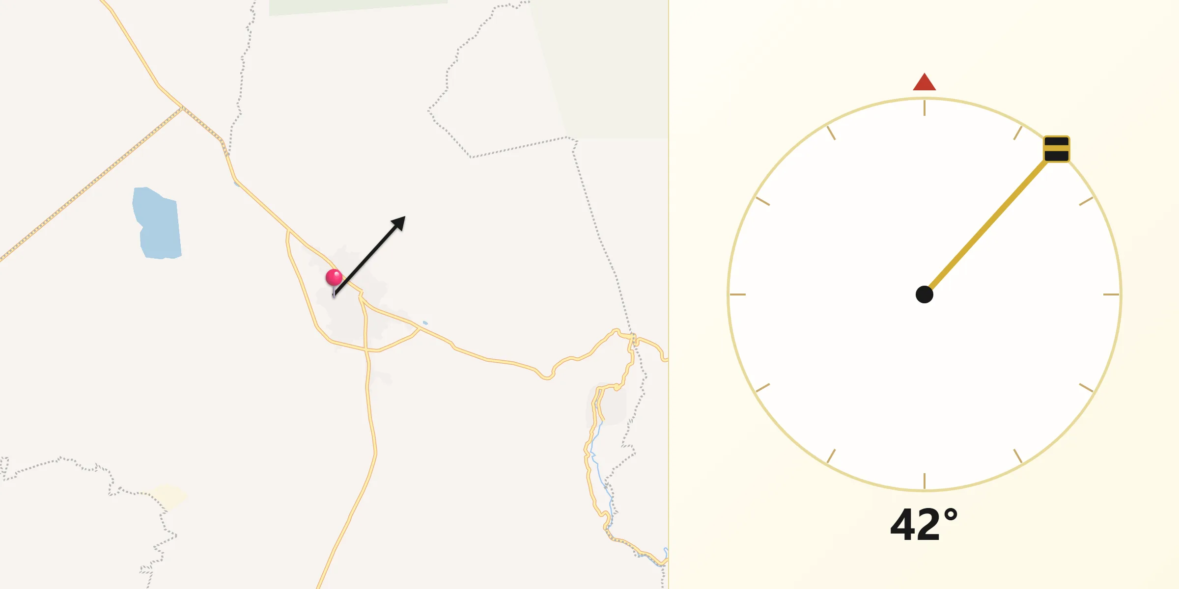 Dirección de la Qibla desde Tenamaxtlán