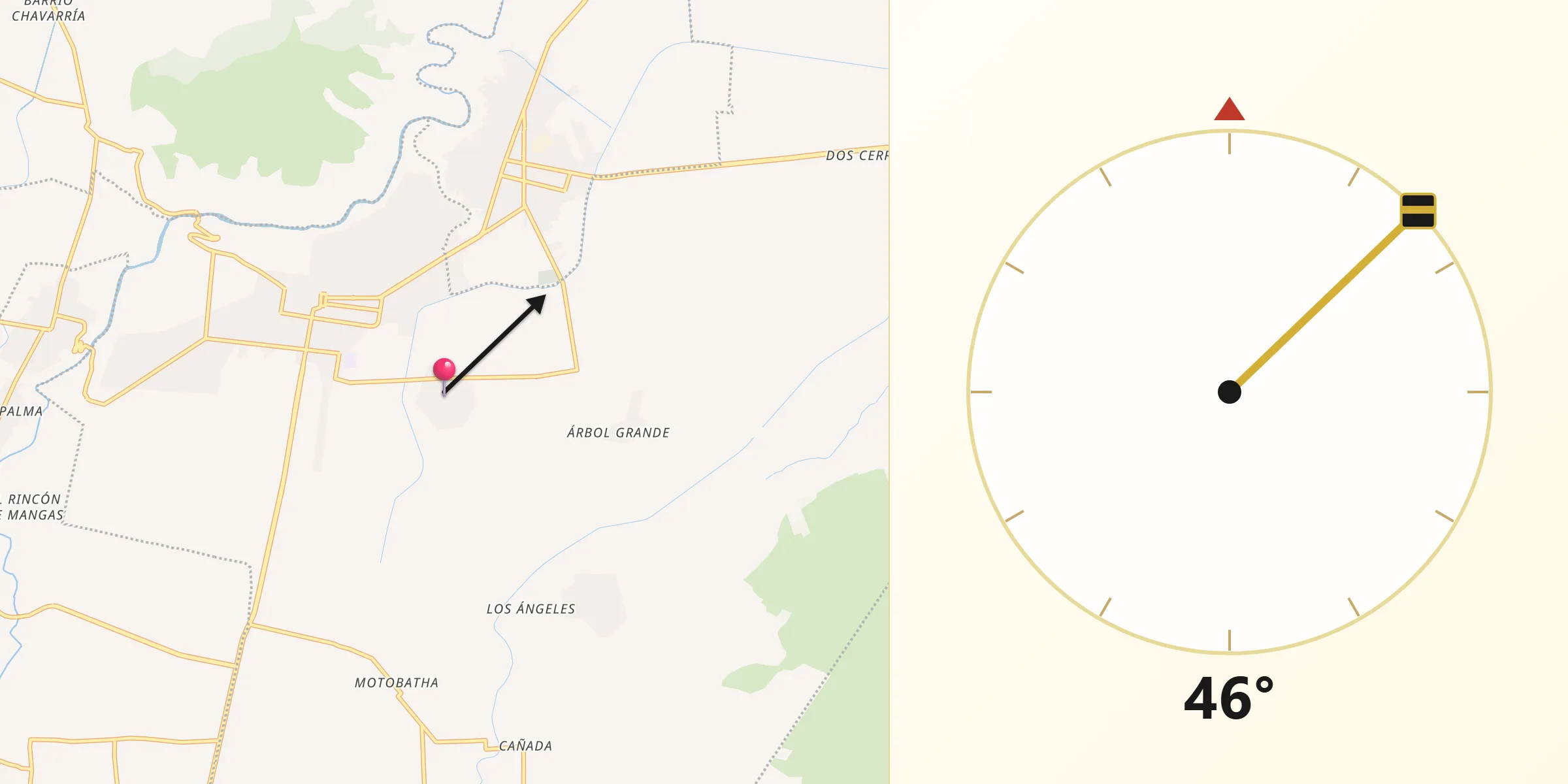 Dirección de la Qibla desde Palmillas
