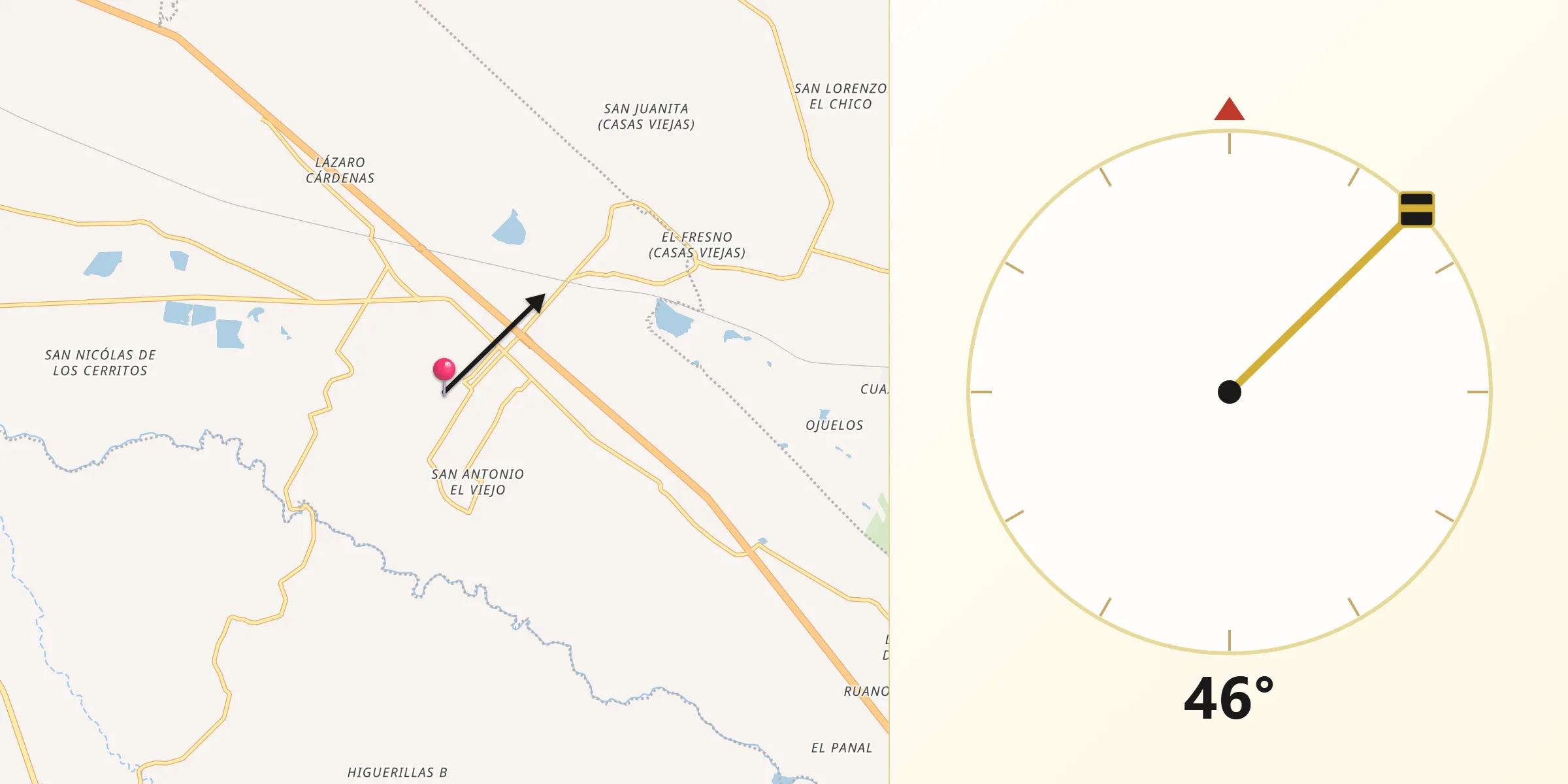 Dirección de la Qibla desde Polotitlán