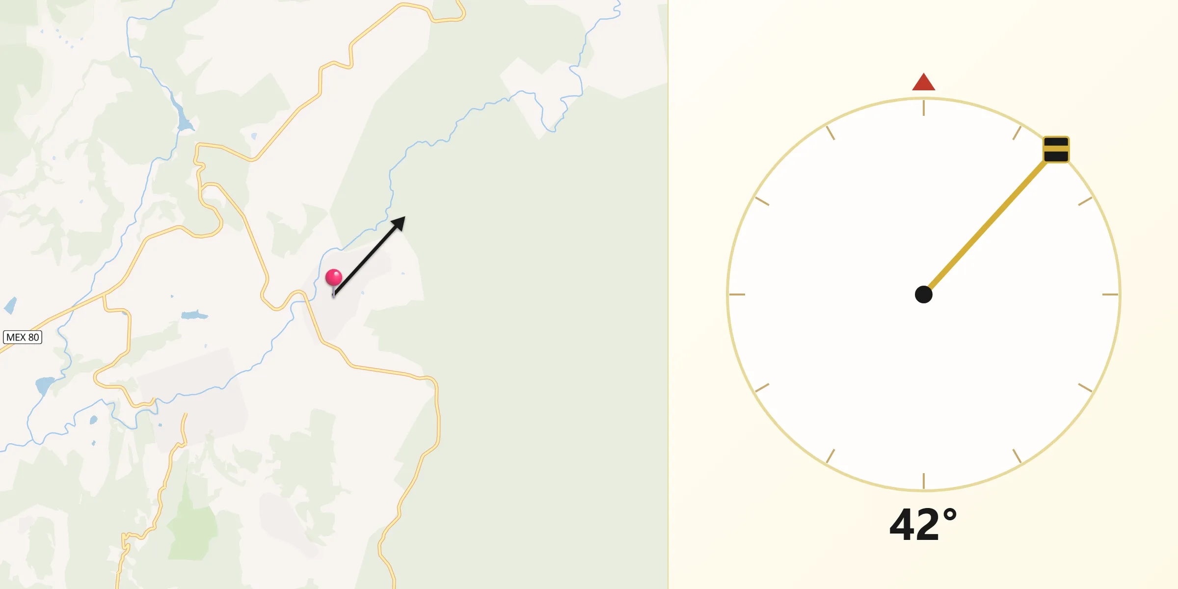 Dirección de la Qibla desde Ayotitlán