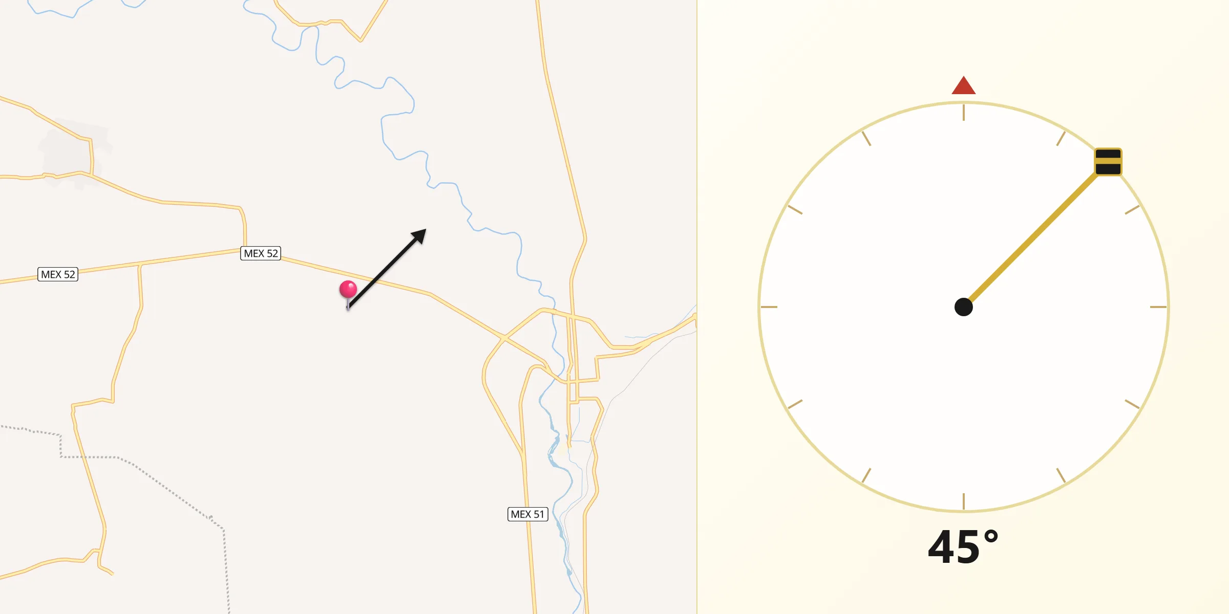 Dirección de la Qibla desde Santo Tomás Huatzindeo