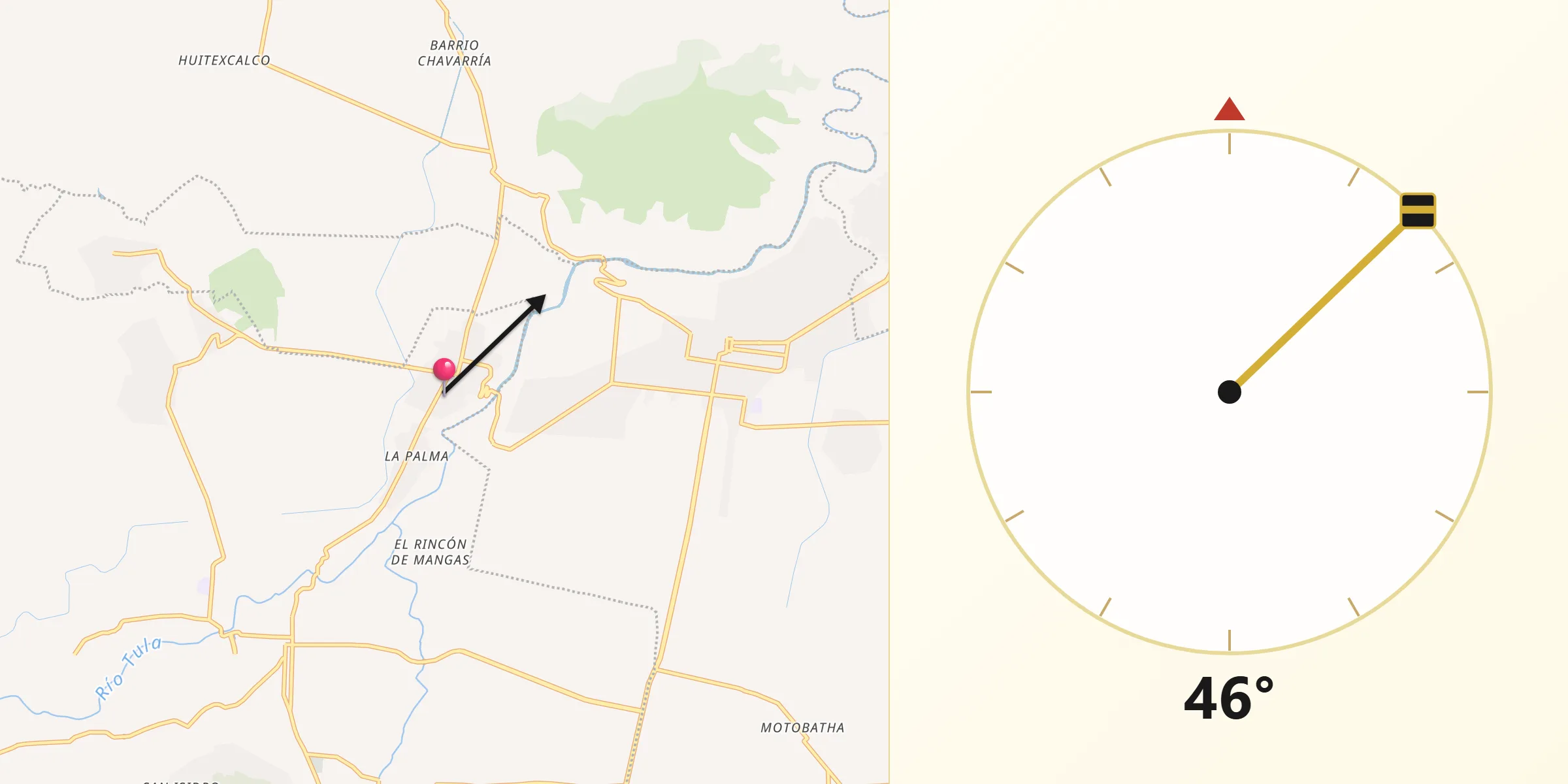 Dirección de la Qibla desde Santa María Batha