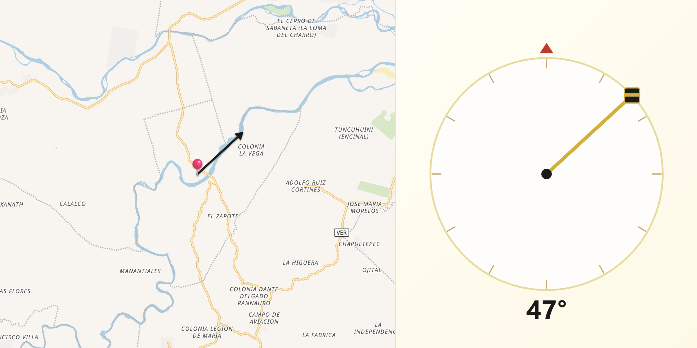 Dirección de la Qibla desde Lázaro Cárdenas (Santana)