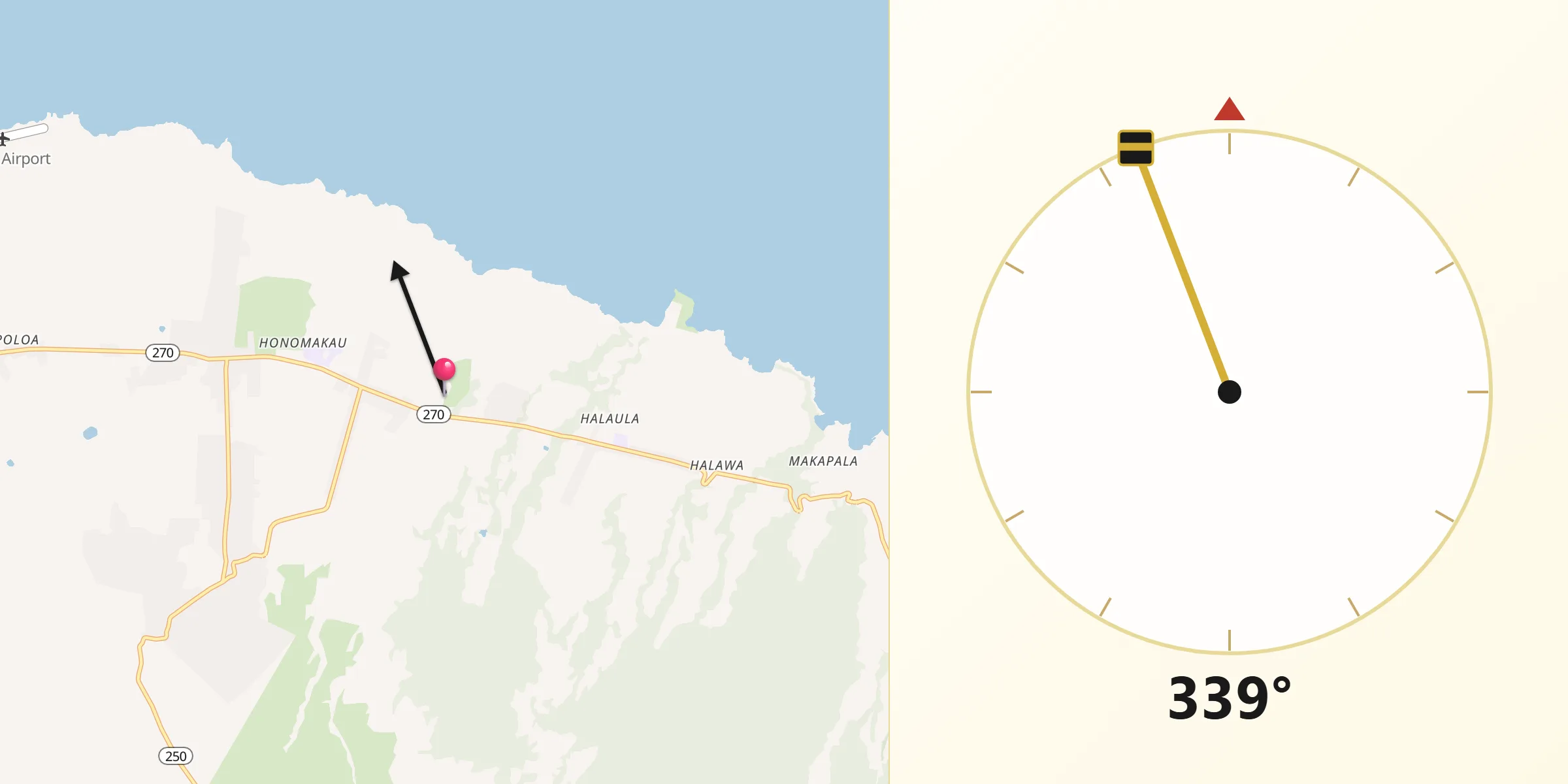 Qibla Direction from Kapaau