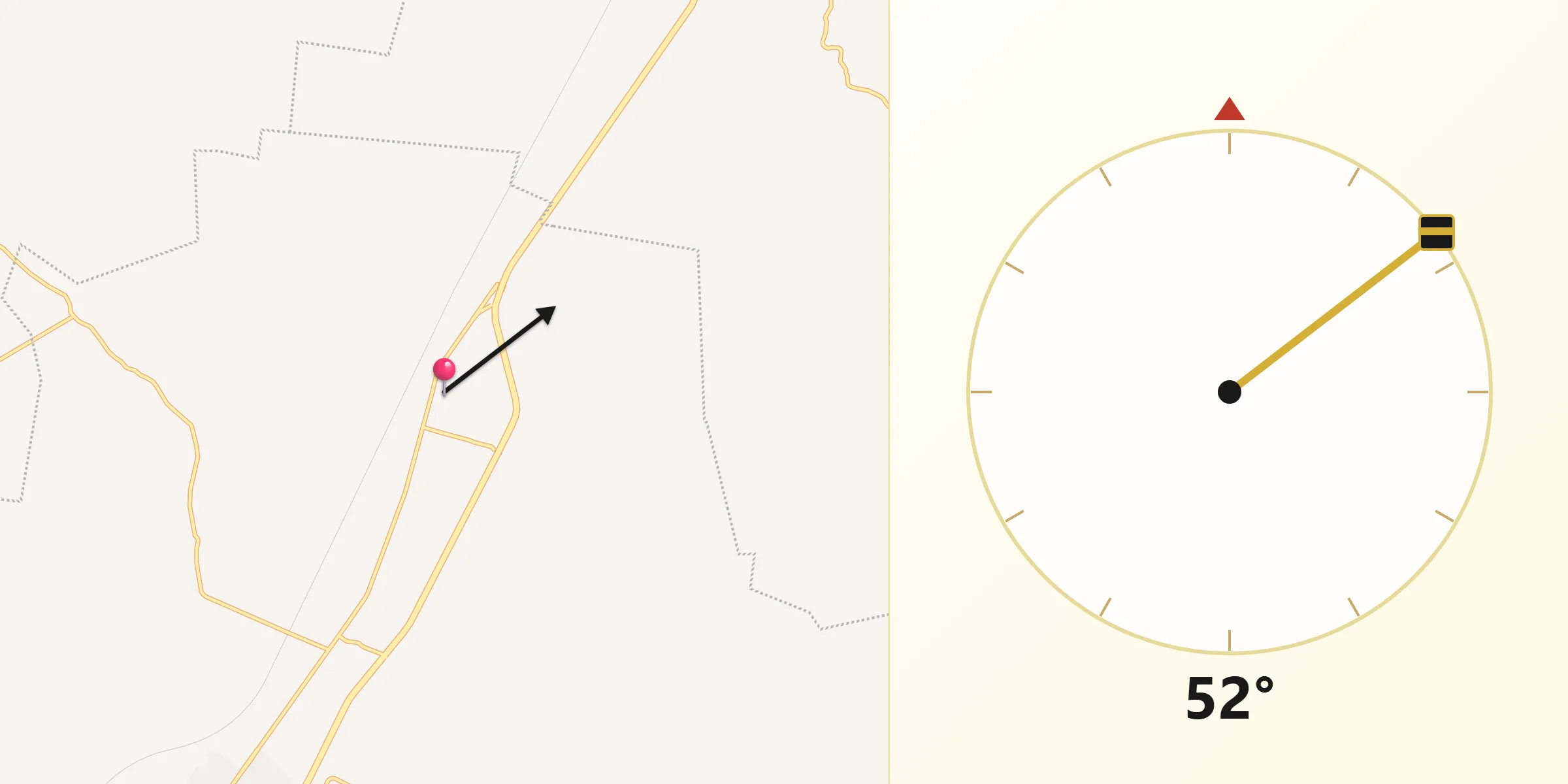 Dirección de la Qibla desde Pocboc