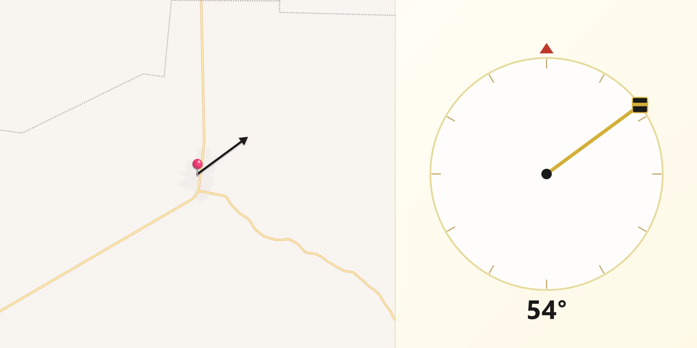 Dirección de la Qibla desde Tepich