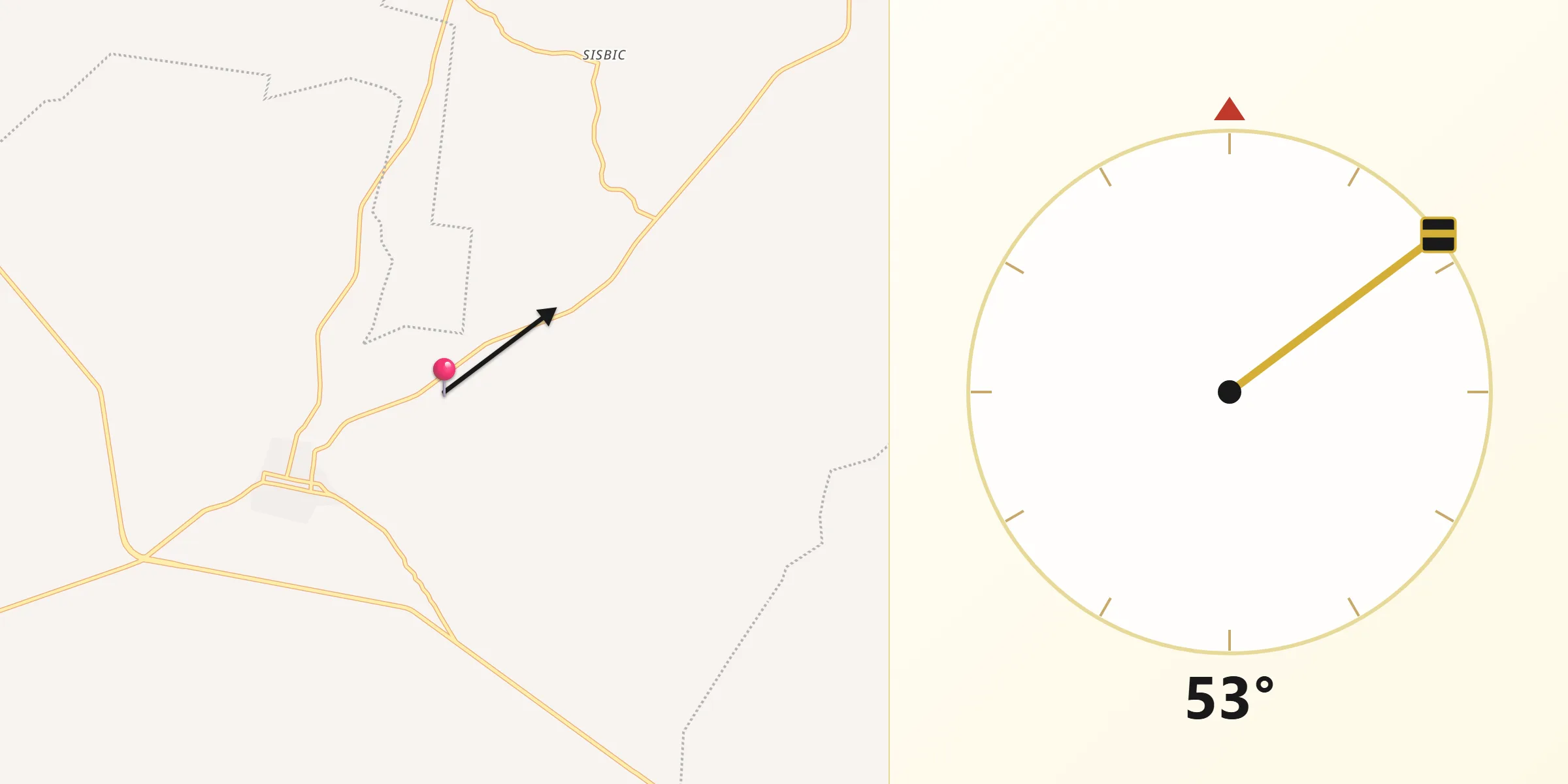 Dirección de la Qibla desde Tixmehuac