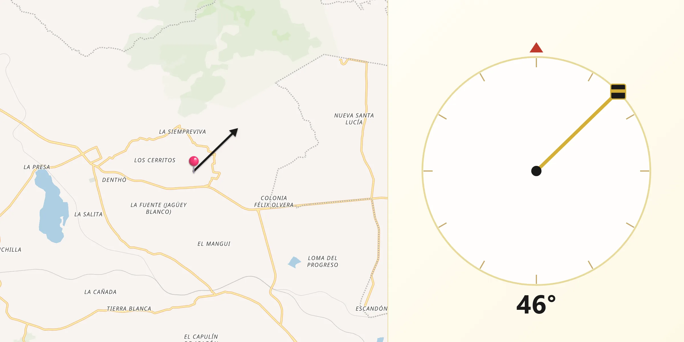 Dirección de la Qibla desde El Jagüey