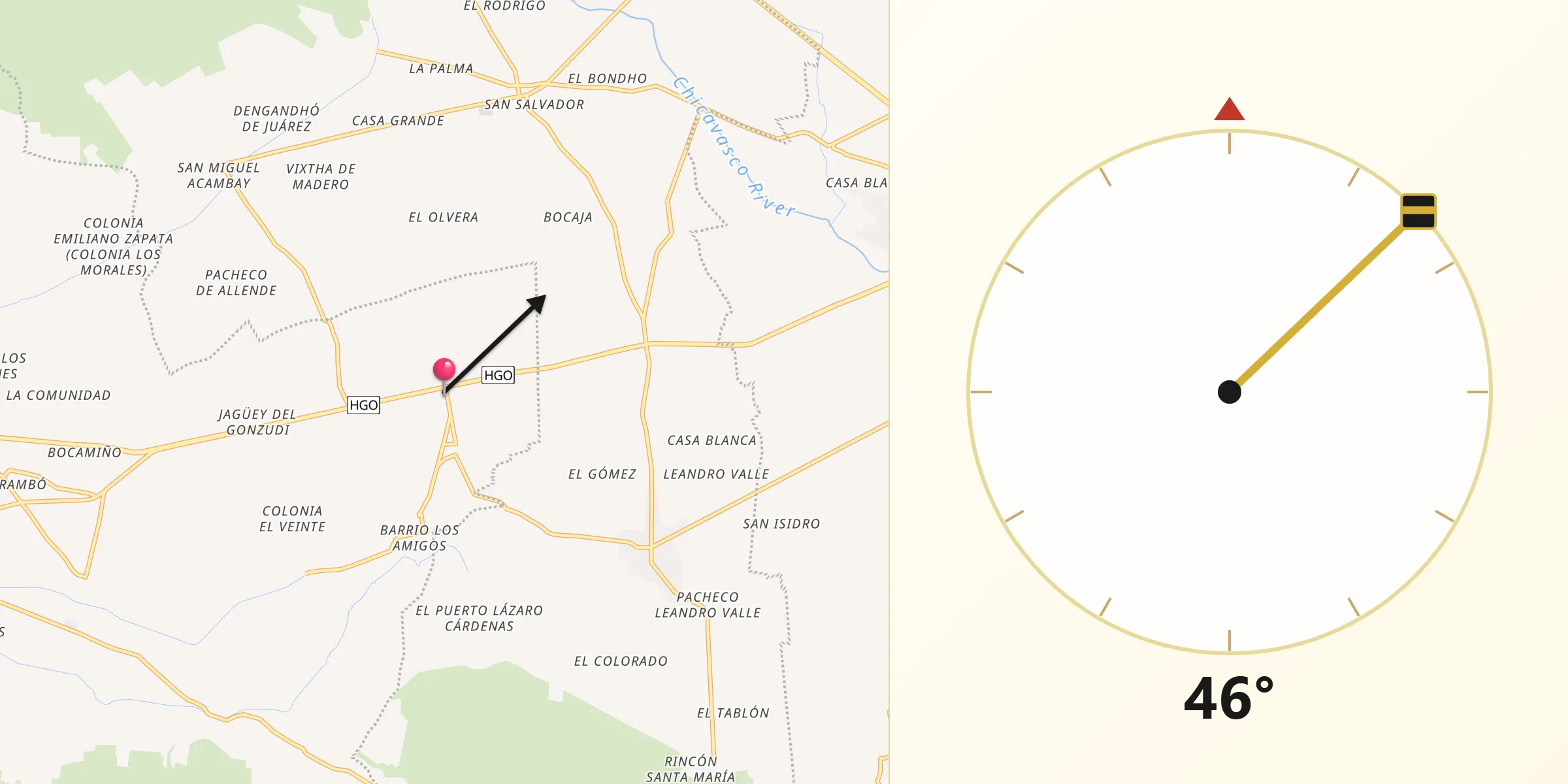 Dirección de la Qibla desde El Rosario