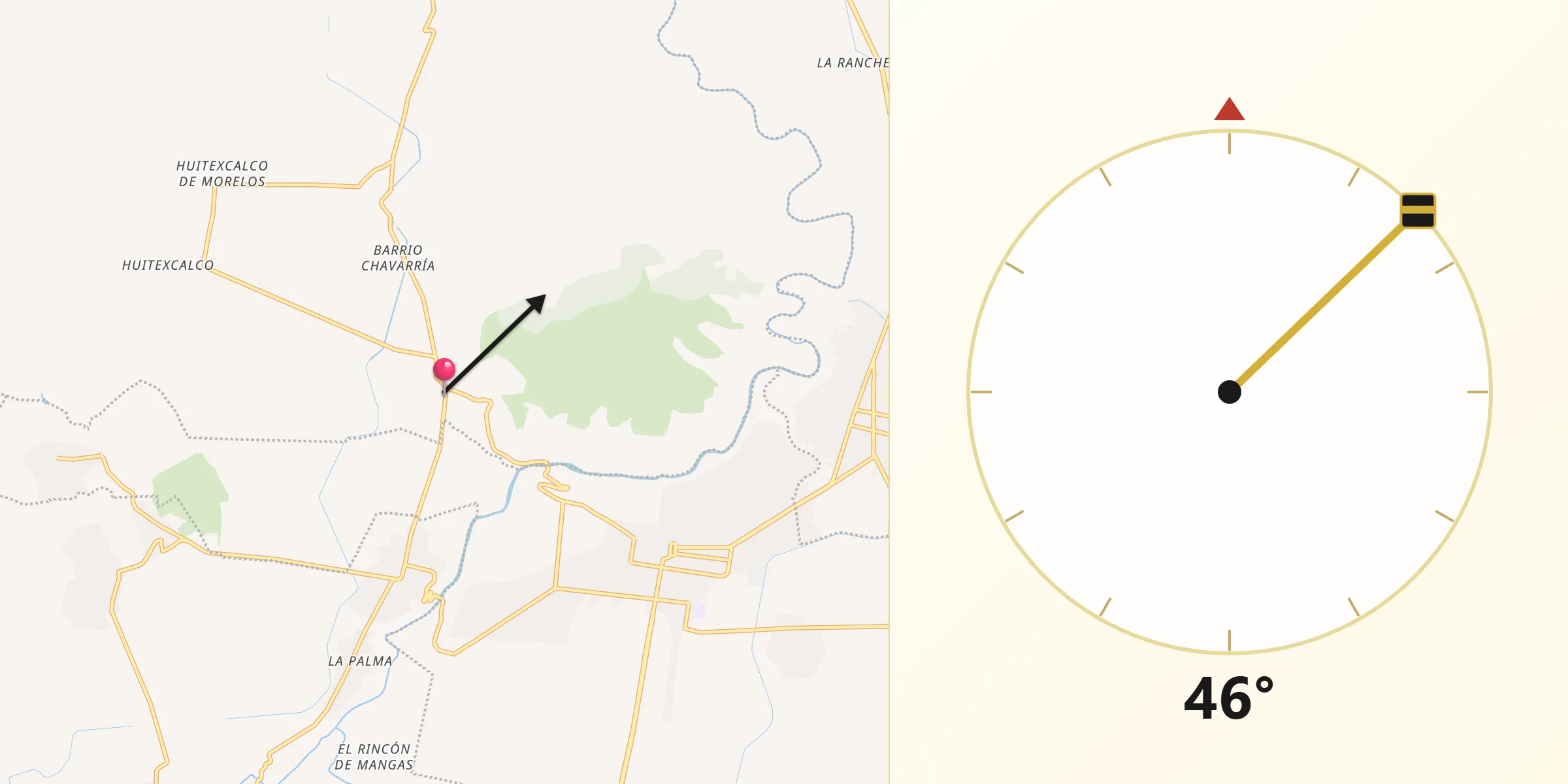 Dirección de la Qibla desde Tunititlán