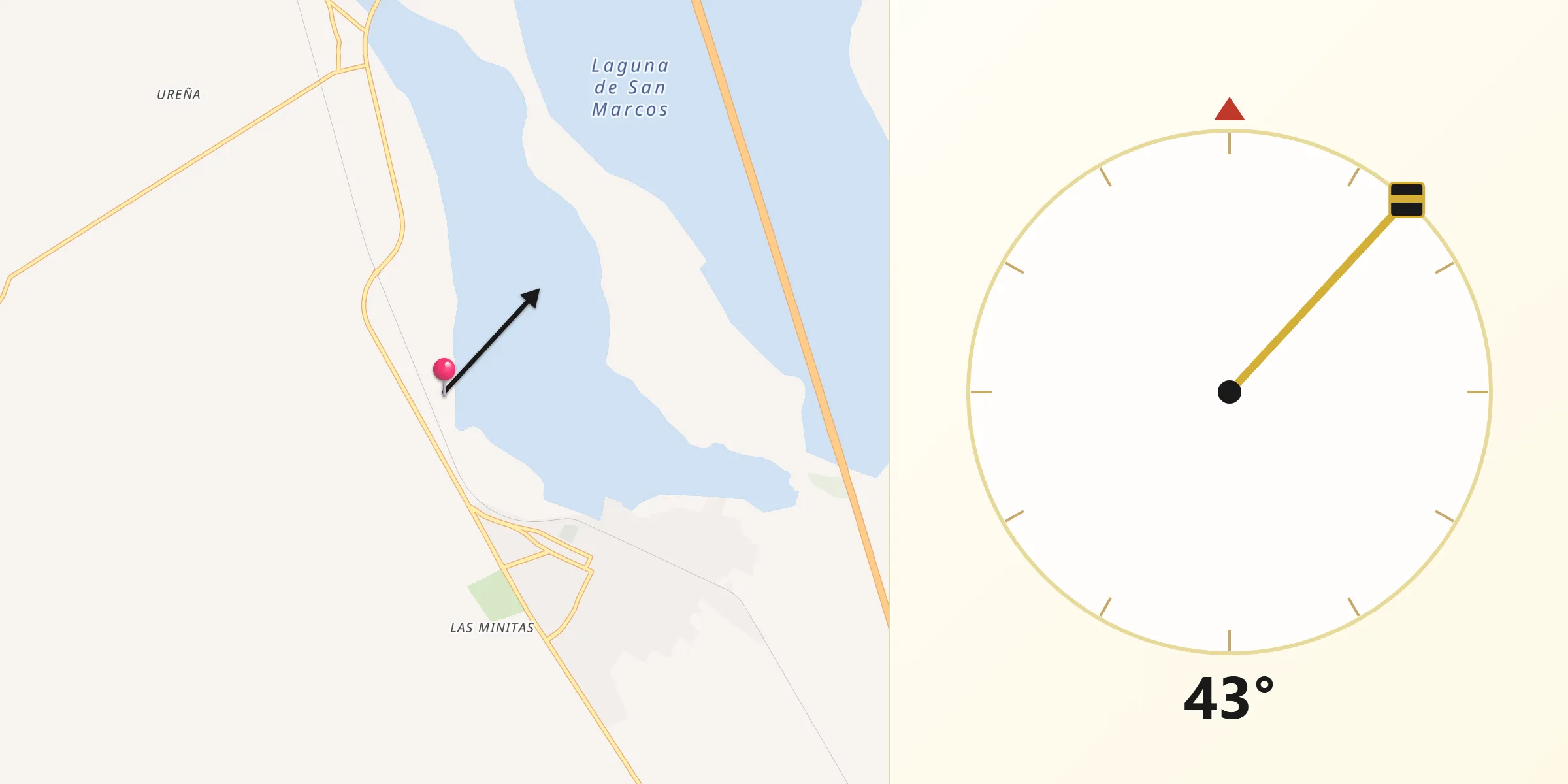 Dirección de la Qibla desde La Cruz