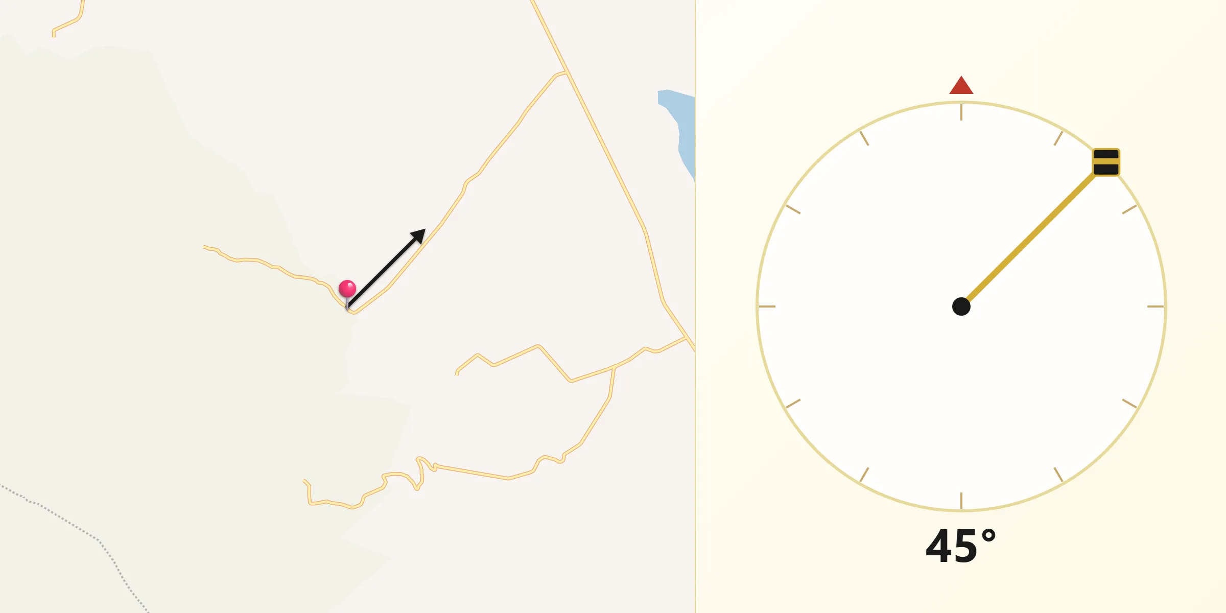 Dirección de la Qibla desde Piedras de Lumbre