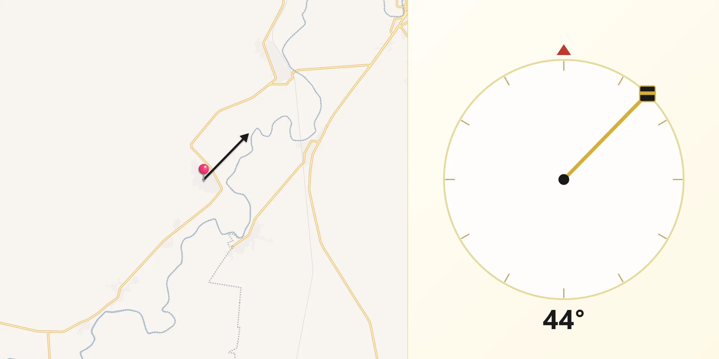 Dirección de la Qibla desde Potreros