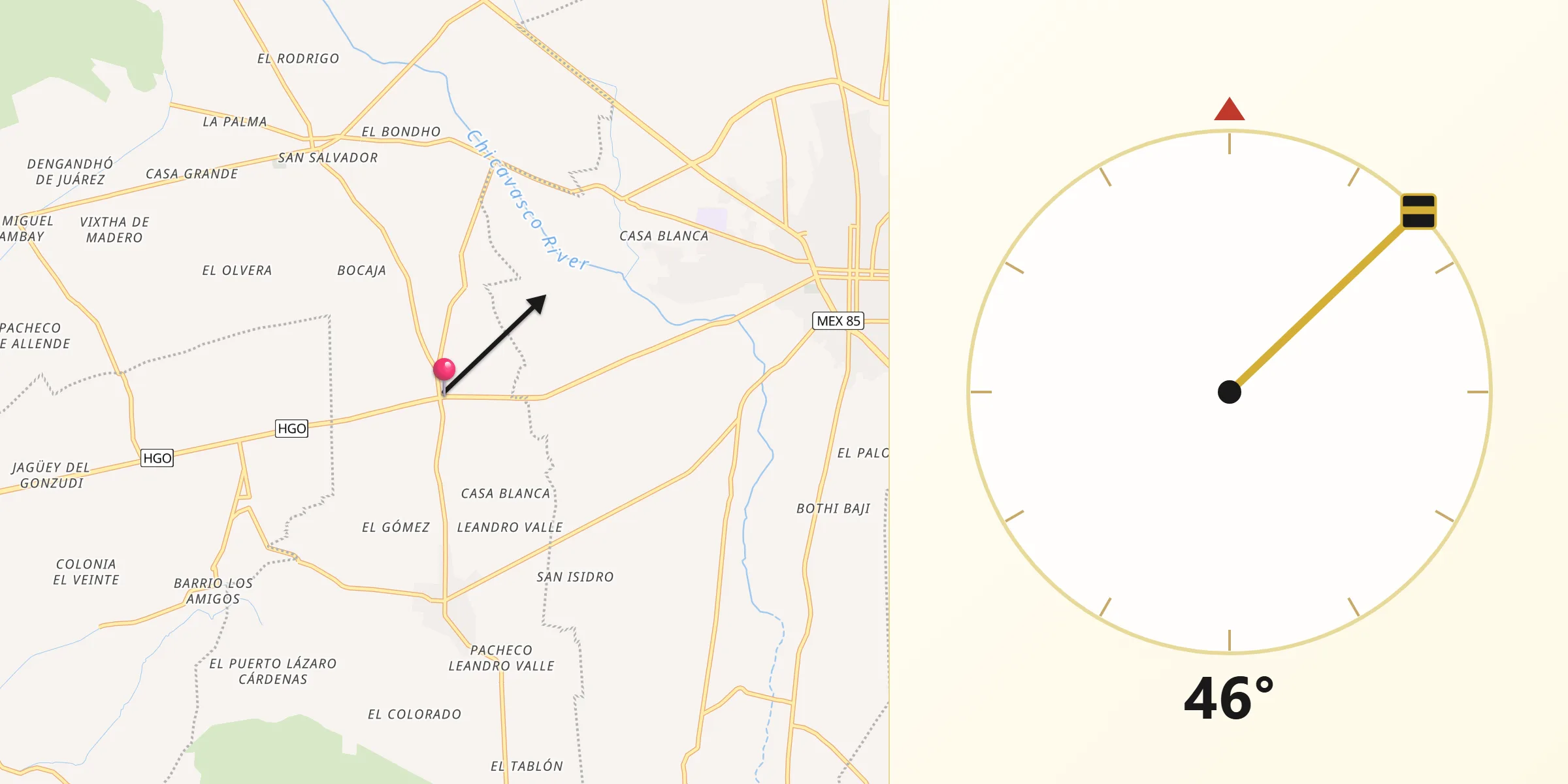 Dirección de la Qibla desde San Antonio Zaragoza