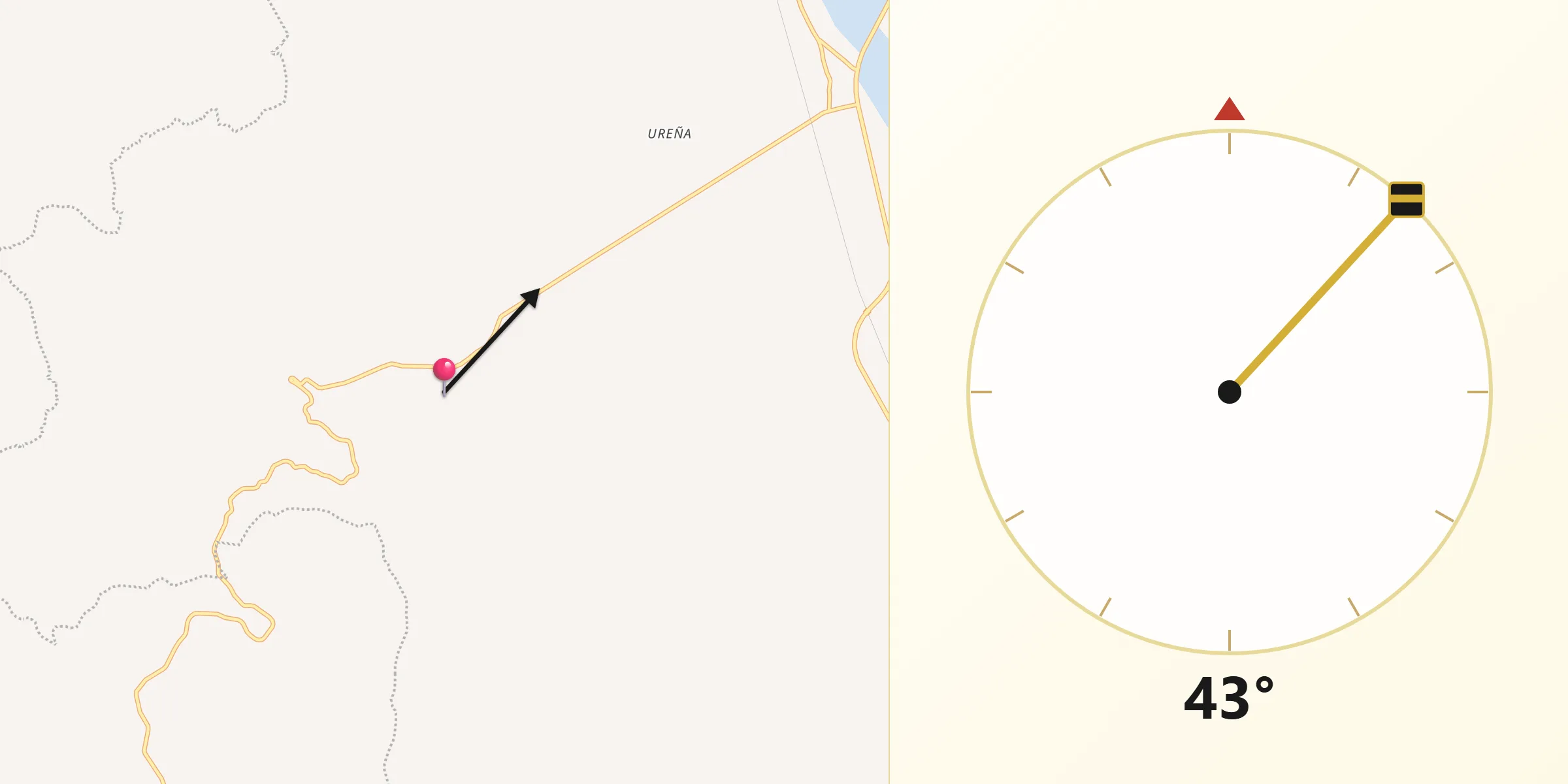 Dirección de la Qibla desde Barranca de Santa Clara