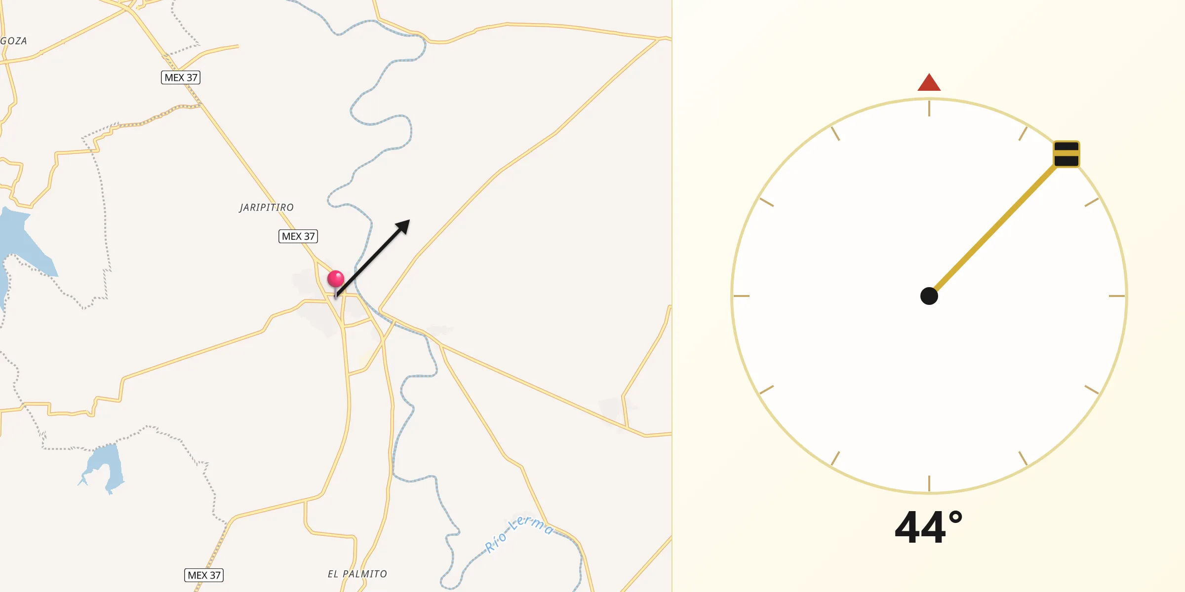 Dirección de la Qibla desde Numarán